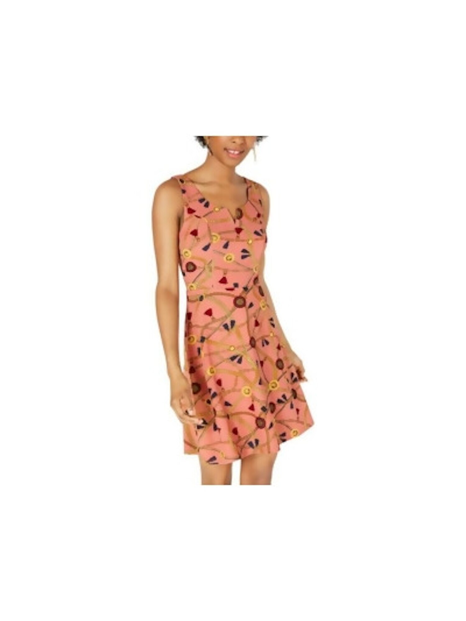 PLANET GOLD Womens Sleeveless Scoop Neck Above The Knee A-Line Dress - Picture 7 of 9