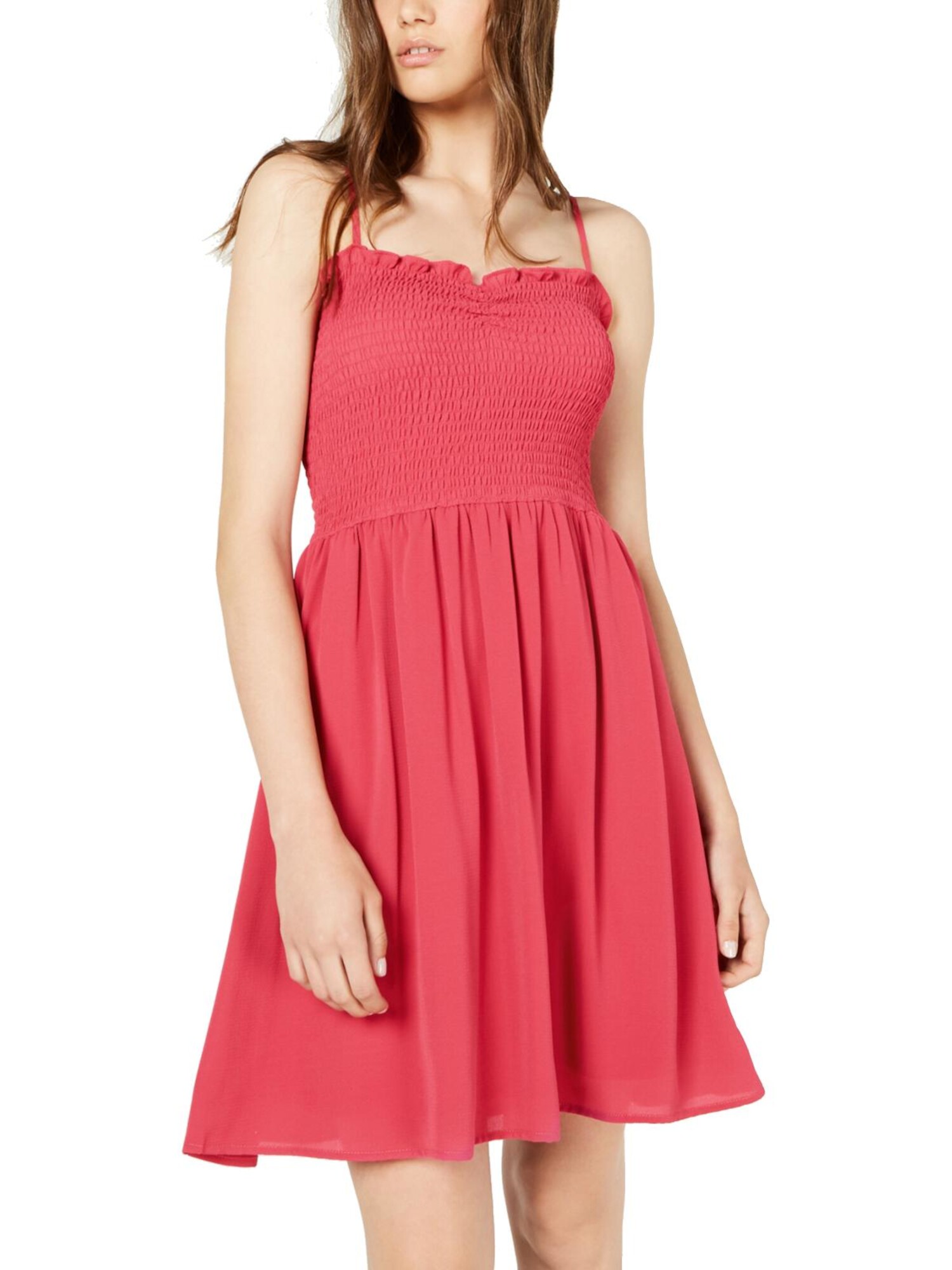 BEBOP Womens Ruffled Spaghetti Strap Square Neck Mini Sheath Dress - Picture 15 of 17