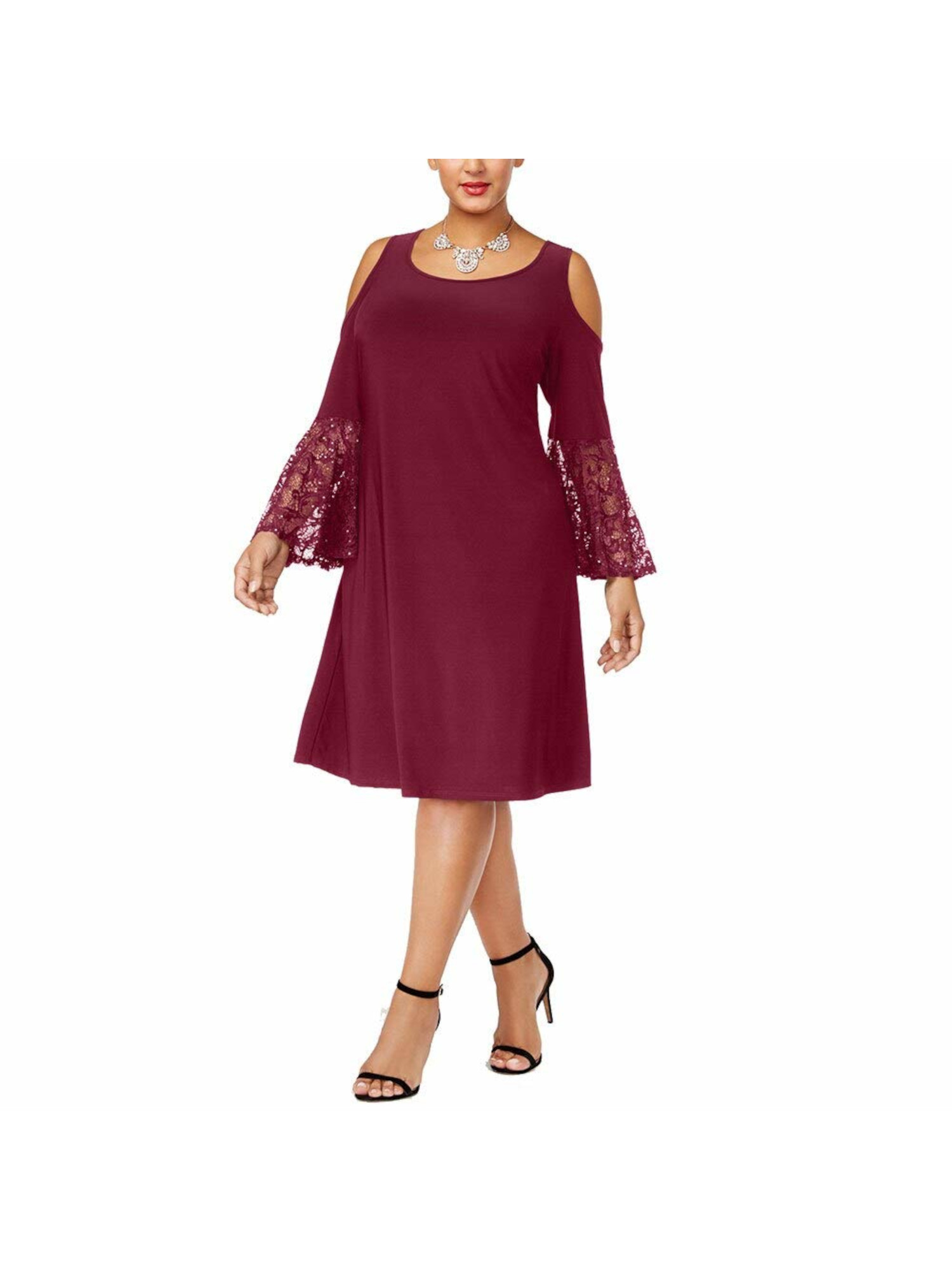 R&m Richards Womens Purple Cold Shoulder Lace Party Dress Plus 18w BHFO
