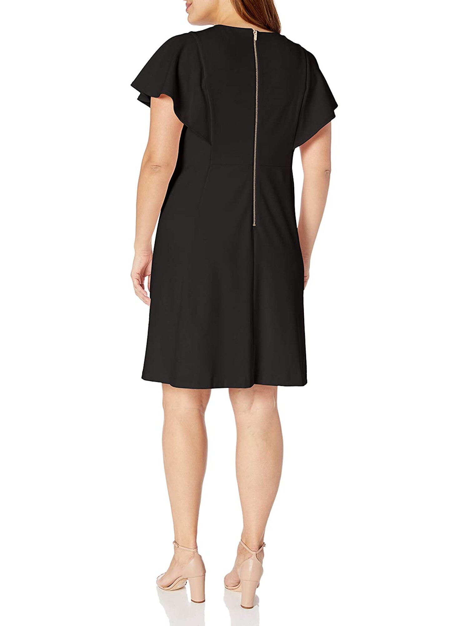 CALVIN KLEIN 98 Womens New Black V Neck Short Sleeve Shift Dress 22W