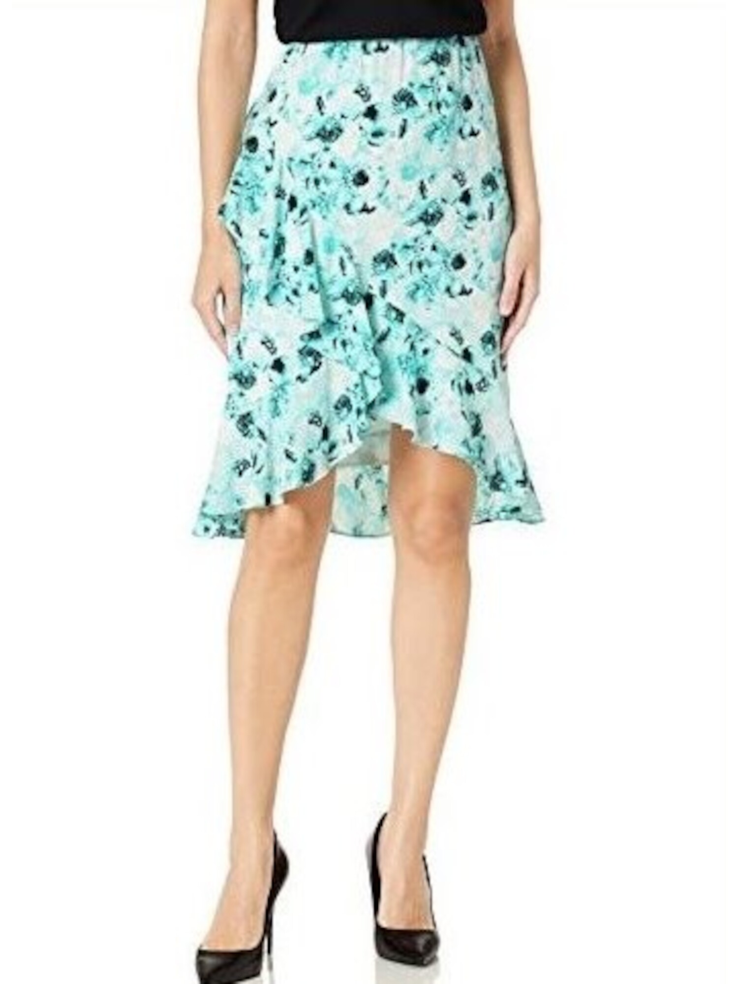 KASPER Womens Ruffled Elastic Waist Knee Length Wear To Work A-Line Skirt - Picture 10 of 15