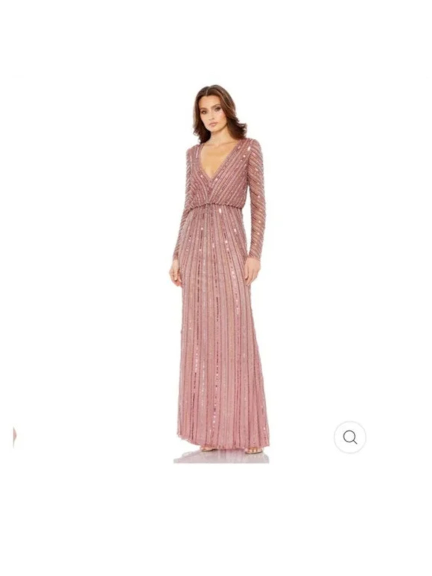 Женское розовое платье-блузон MAC DUGGAL с длинными рукавами и сетчатой подкладкой во всю длину 8