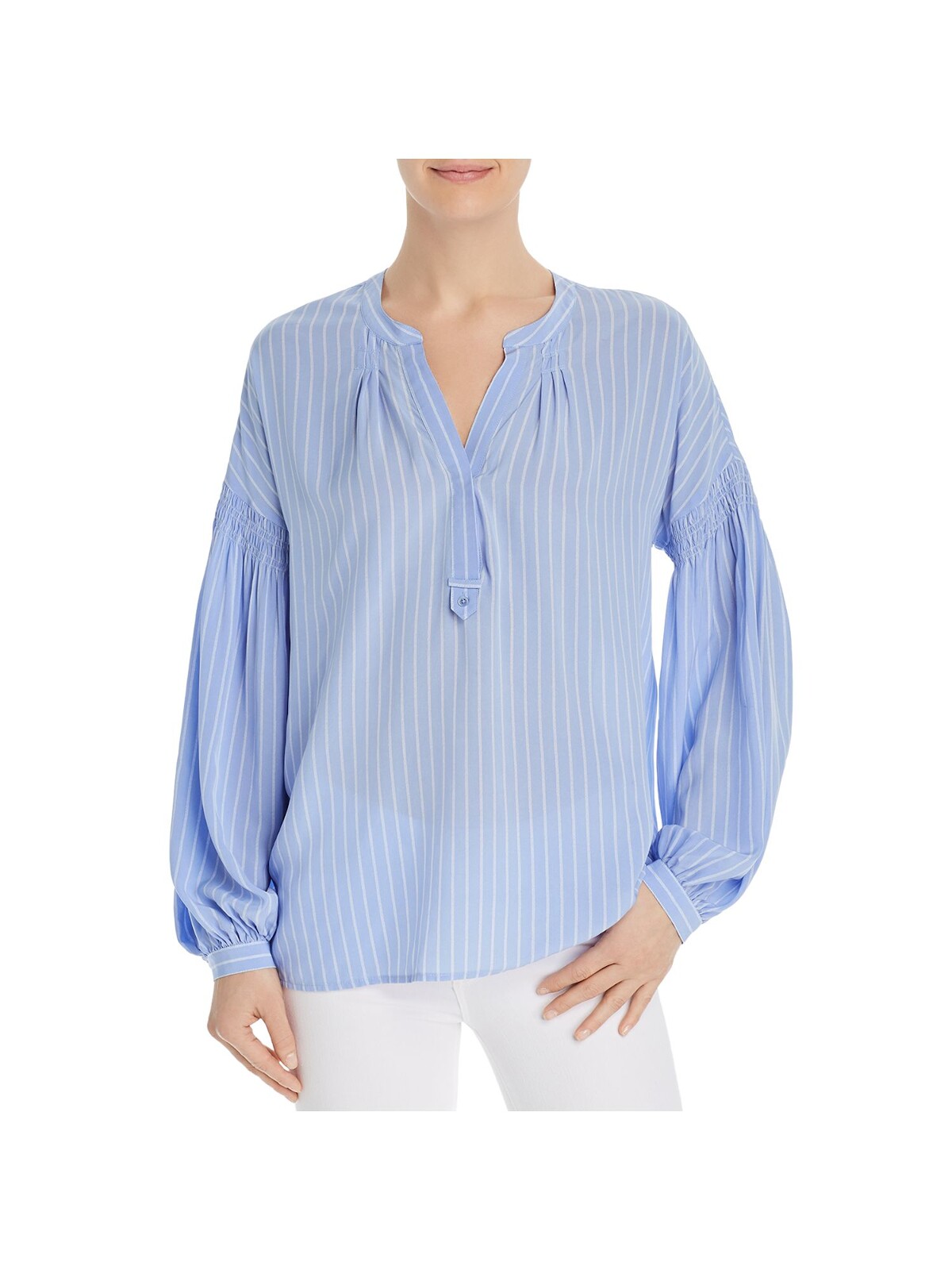 light blue v neck top