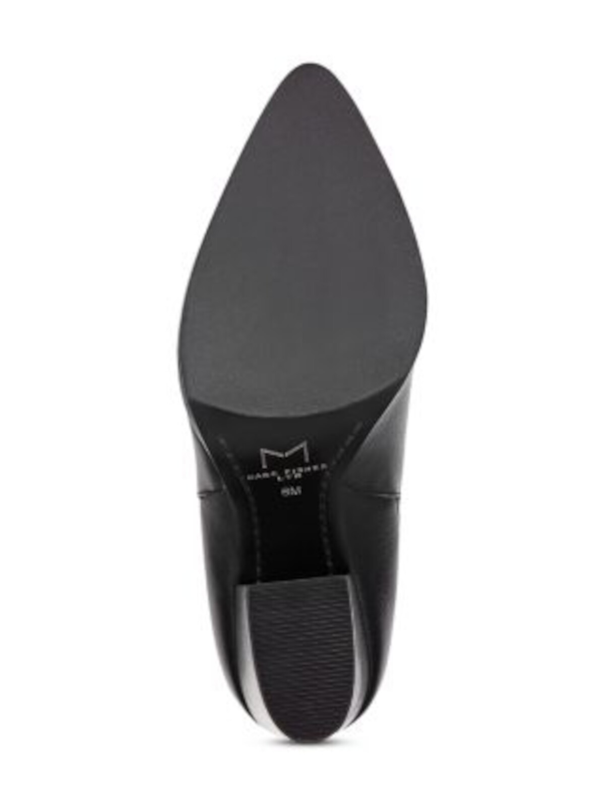 Marc Fisher Women's Alva Black Leather Ankle Boots - Pointed Toe Stacked Heel Bootie