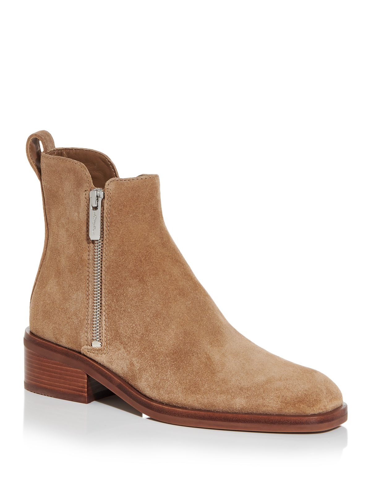 PHILLIP LIN Женские бежевые кожаные ботильоны Alexa с квадратным носком на наборном каблуке 375 15790₽