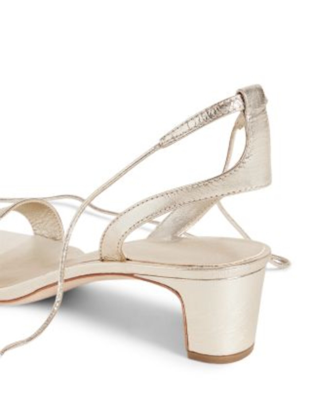 LOEFFLER RANDALL Womens Gold Ankle Wrap Tie Jackie Open Leather Heeled Sandal 6 884141689733