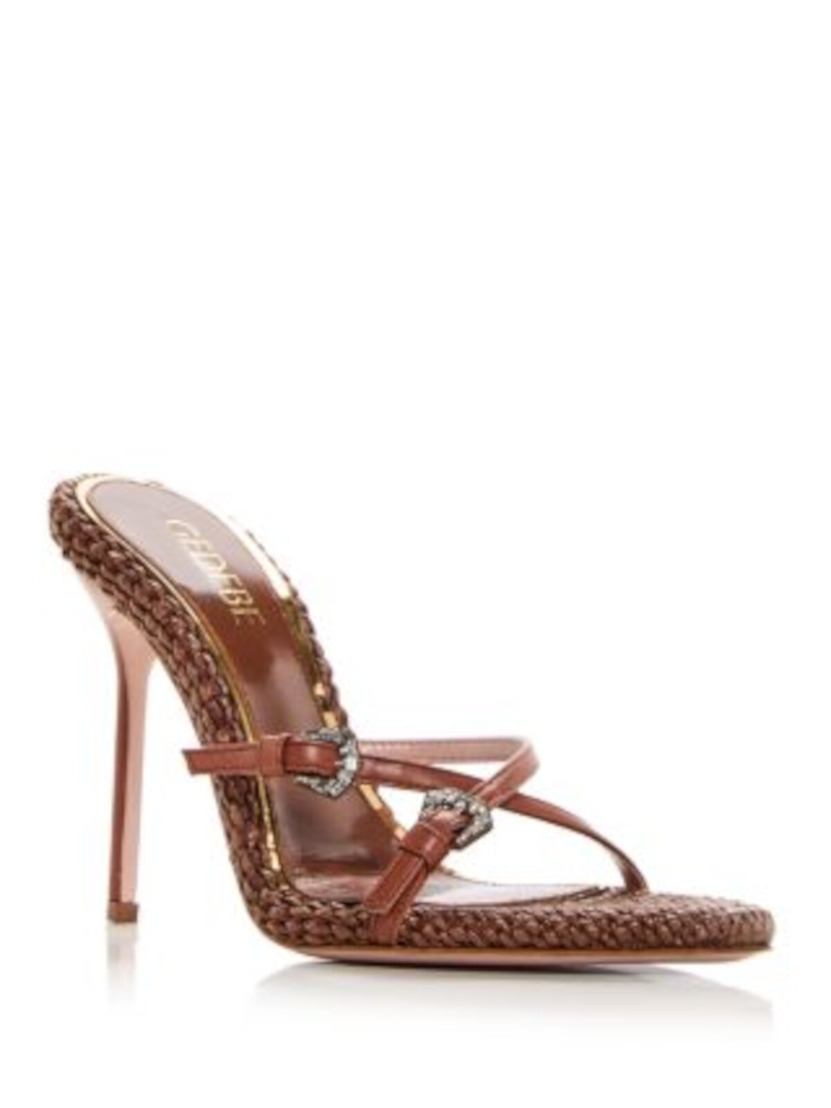 Женские коричневые босоножки GEDEBE на плетеных ремешках Jilla с острым носком на каблуке-шпильке 41