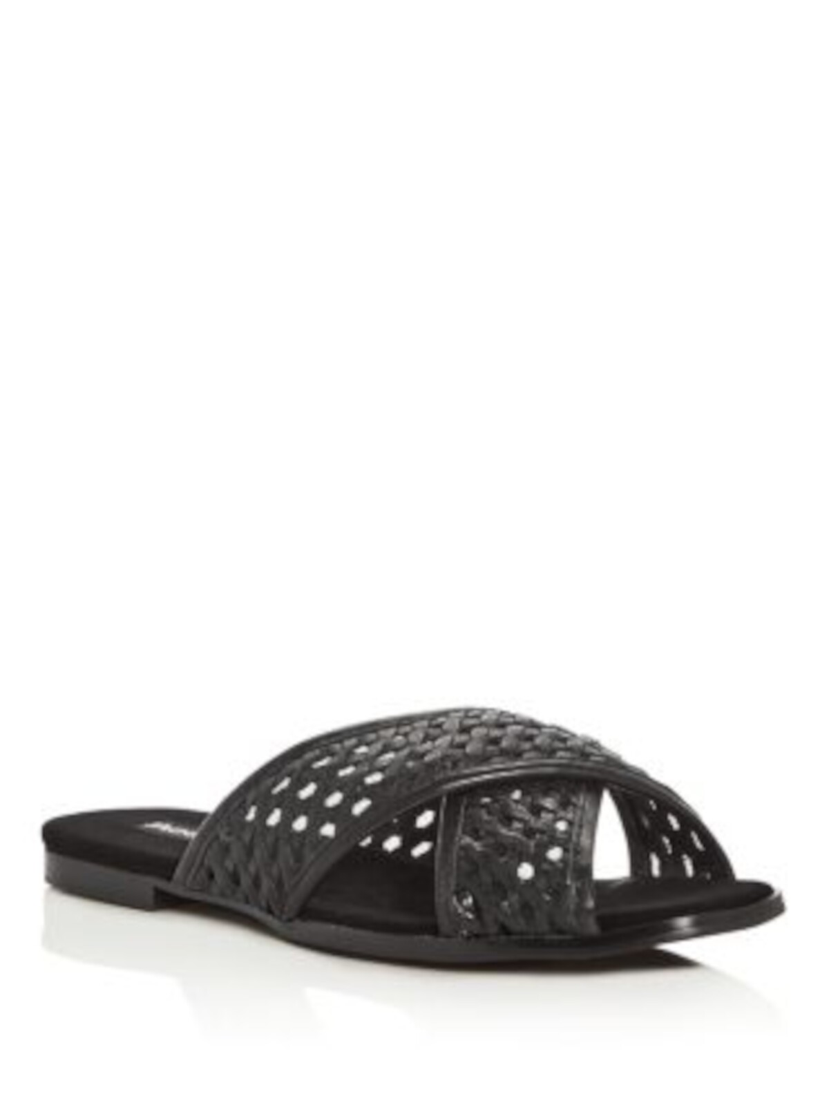 Женские черные плетеные удобные кожаные сандалии-слипоны JAGGAR с квадратным носком, 37