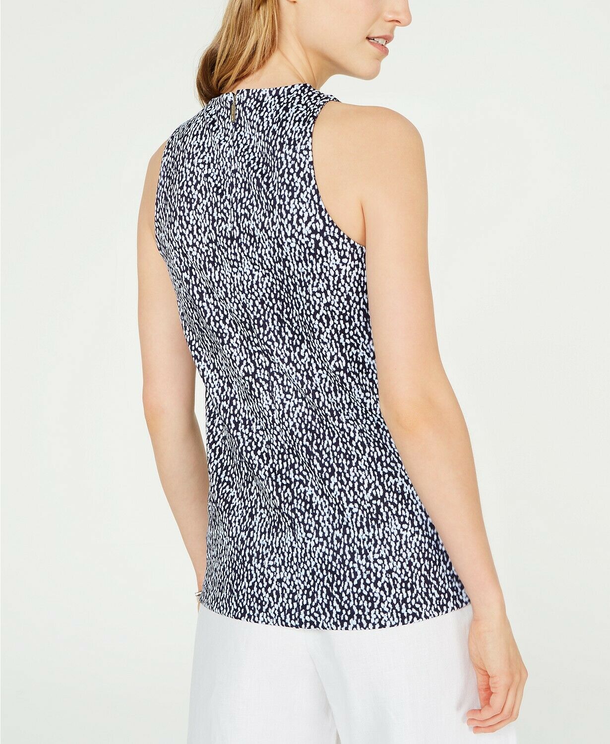 MICHAEL KORS 88 Womens New Navy Printed Zippered Sleeveless Tank Top