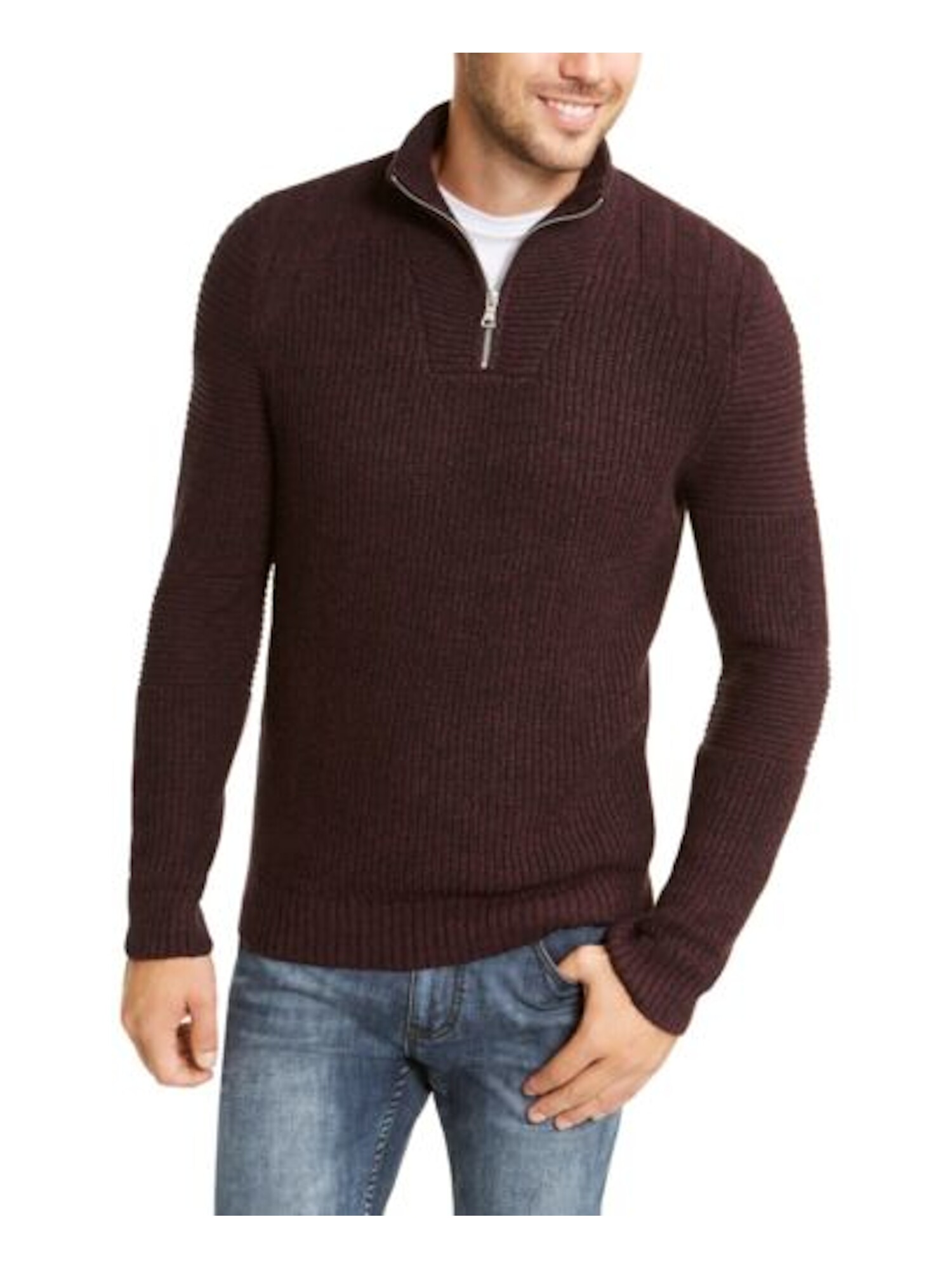 INC Mens Purple Long Sleeve Classic Fit QuarterZip Sweater S eBay