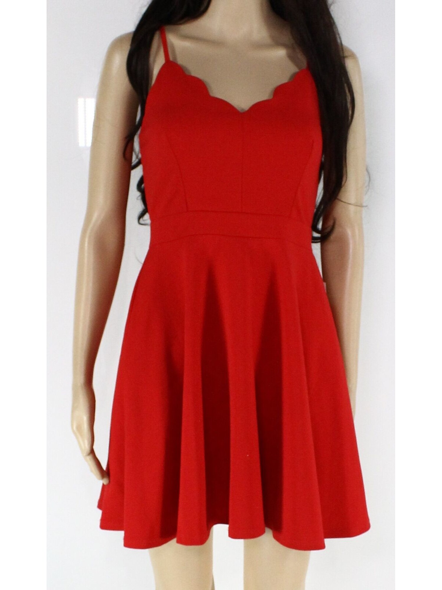 B DARLIN Womens Fitted Spaghetti Strap V Neck Mini Evening Fit + Flare Dress - Picture 7 of 9