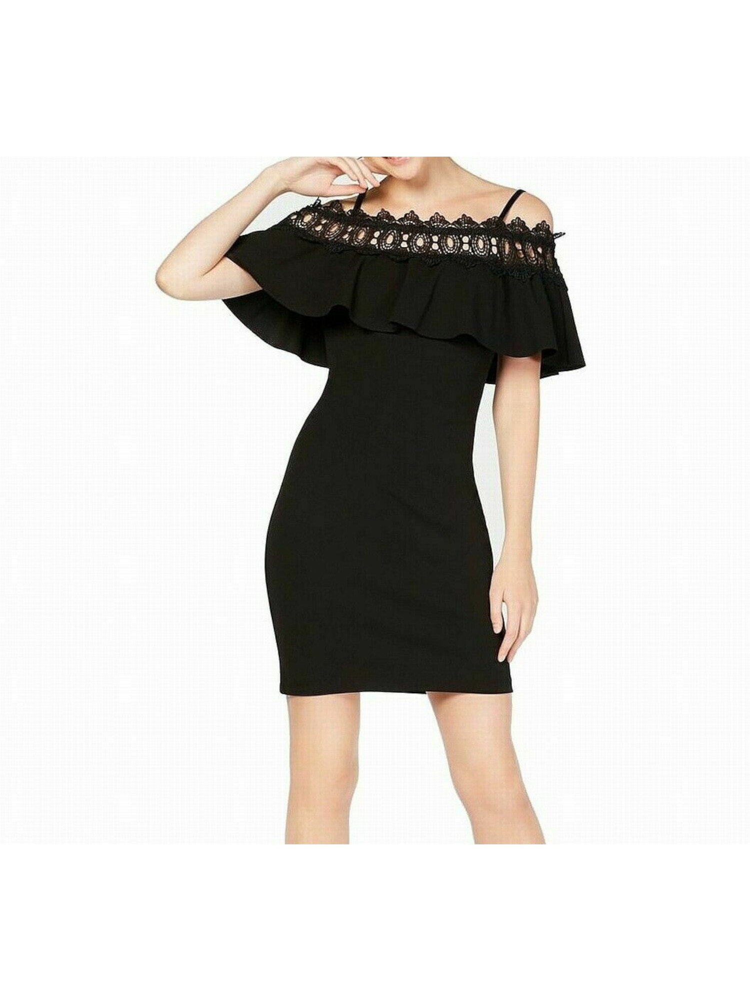 Bcx Womens Embroidered Spaghetti Strap Maxi Sheath Formal Dress Black Size 11