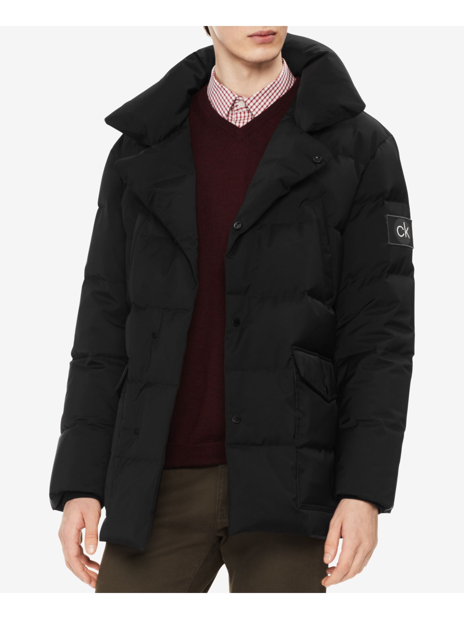 Calvin Klein 328 Men's Black Winter Down Puffer Coat L B&B eBay