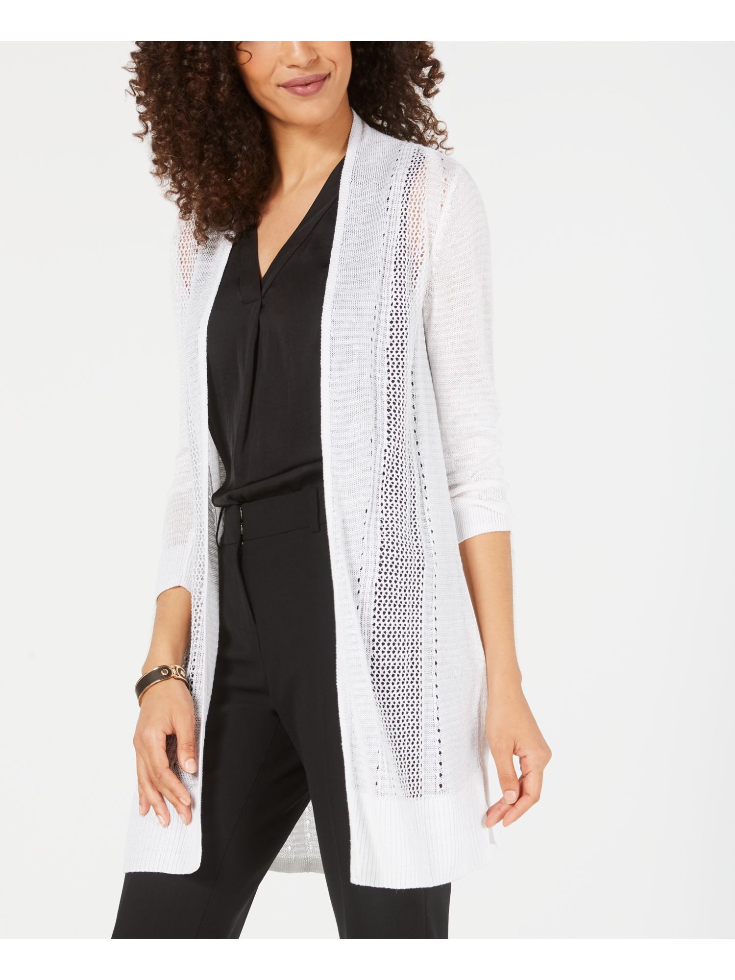 ALFANI $69 Womens New White Knitted Open Cardigan 3/4 Sleeve Sweater S B+B | eBay