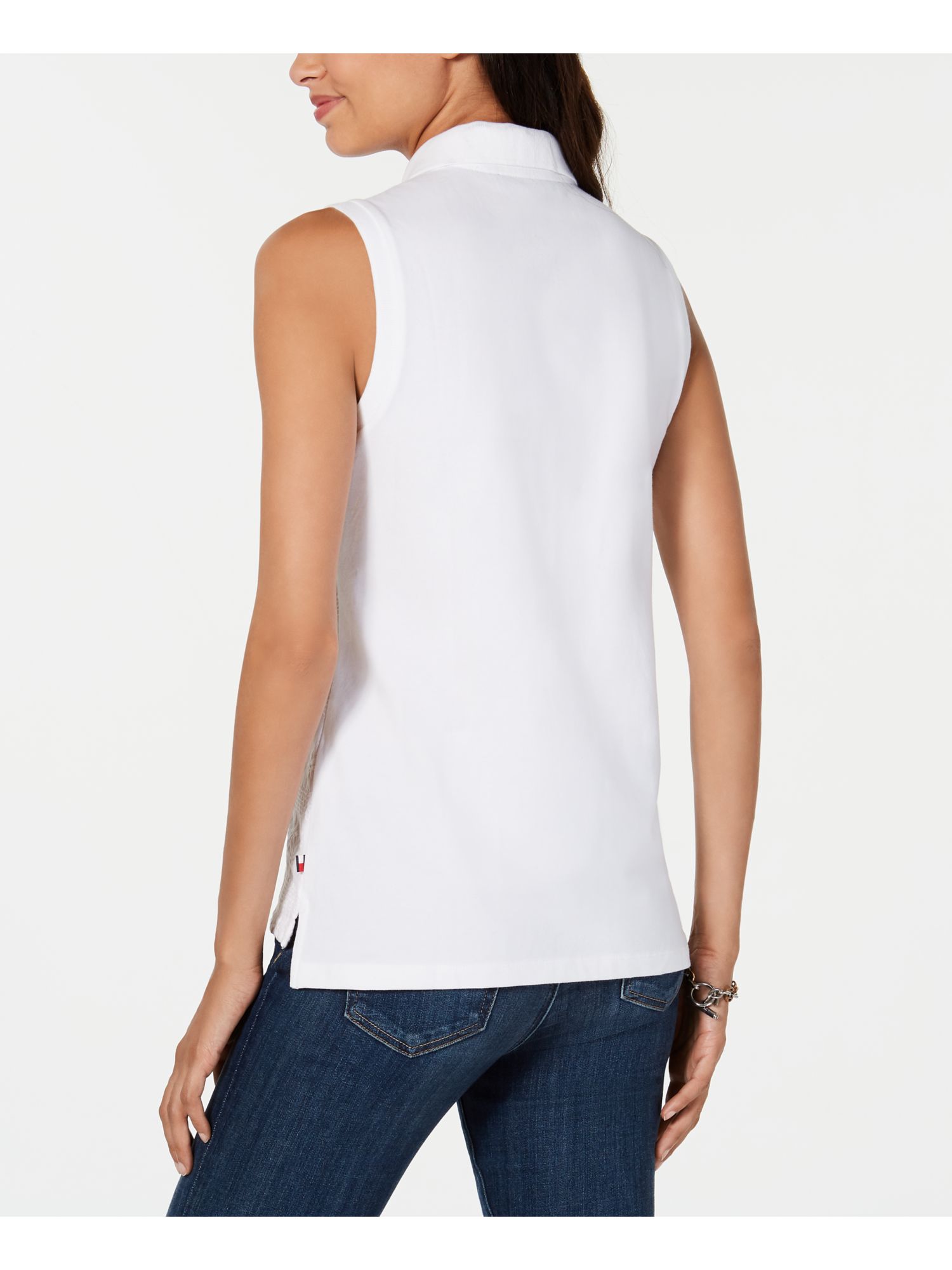 TOMMY HILFIGER Womens White Button Sleeveless Collared Top Size: M | eBay