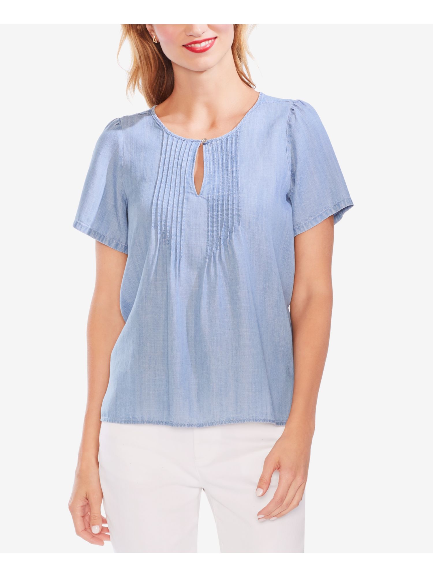 light blue v neck top