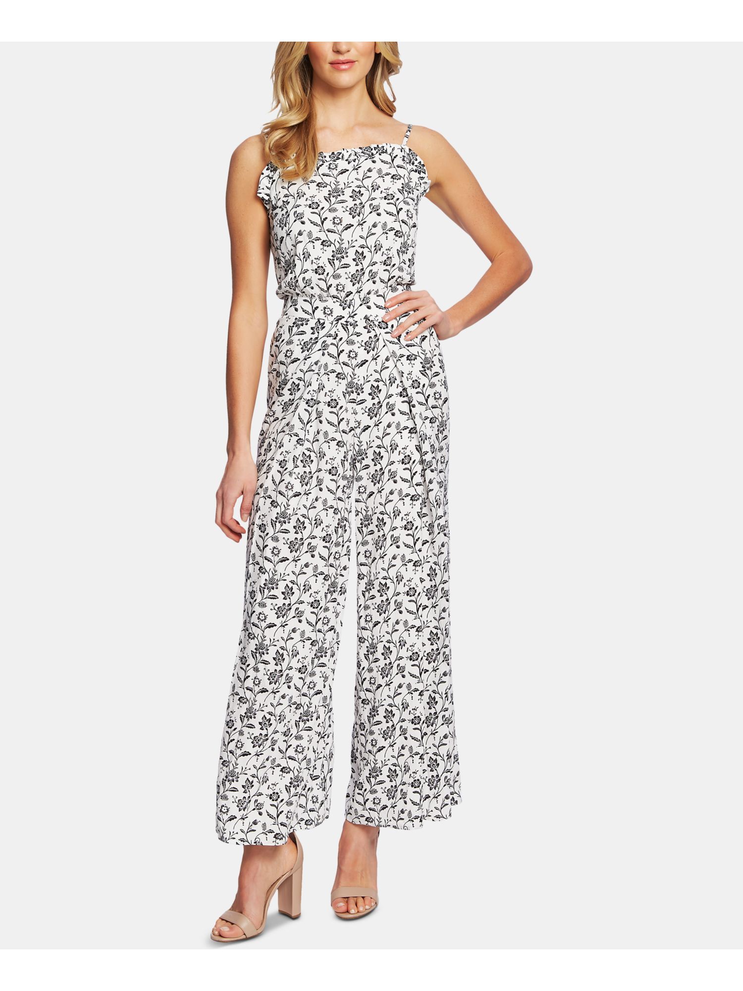 floral spaghetti strap wide leg jumpsuit