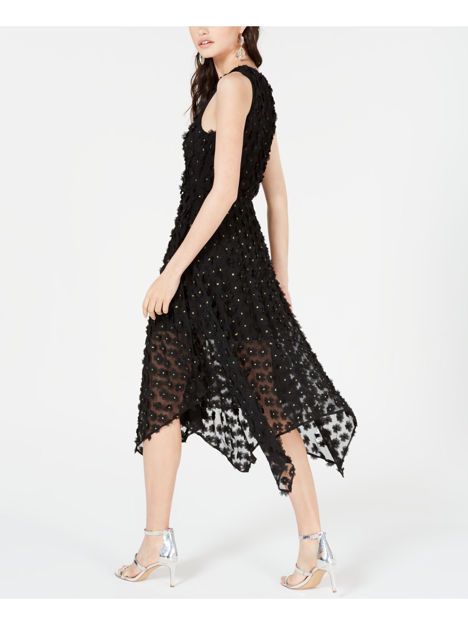 KENSIE Womens Black Sleeveless V Neck Midi Sheath Cocktail Dress Size