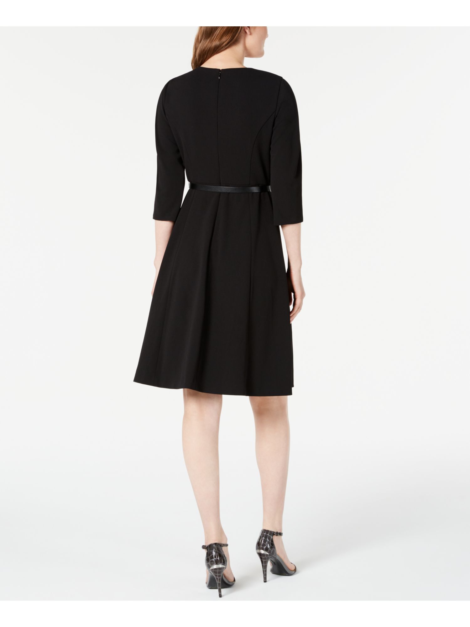 CALVIN KLEIN Womens Black Long Sleeve Above The Knee Sheath Dress Size