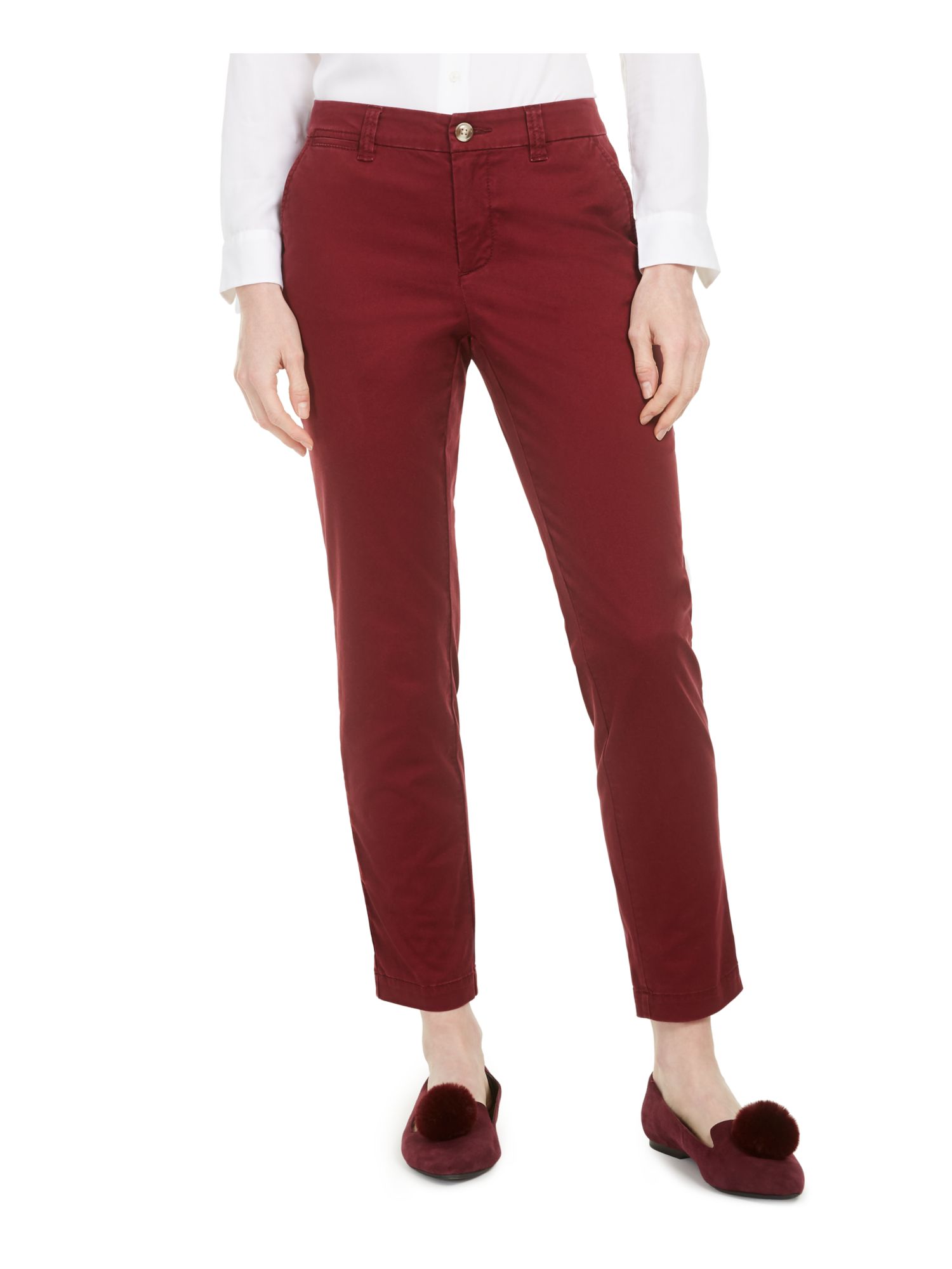 MAISON JULES Womens Burgundy Capri Pants Size: 4 | eBay