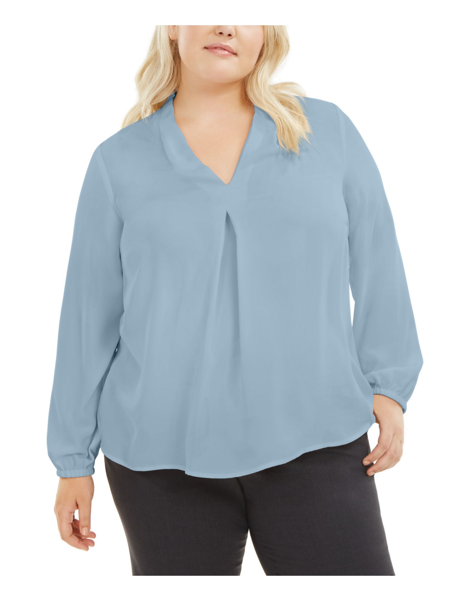 BAR III $79 Womens New Light Blue V Neck Long Sleeve Tunic Casual Top 2X B+B | eBay