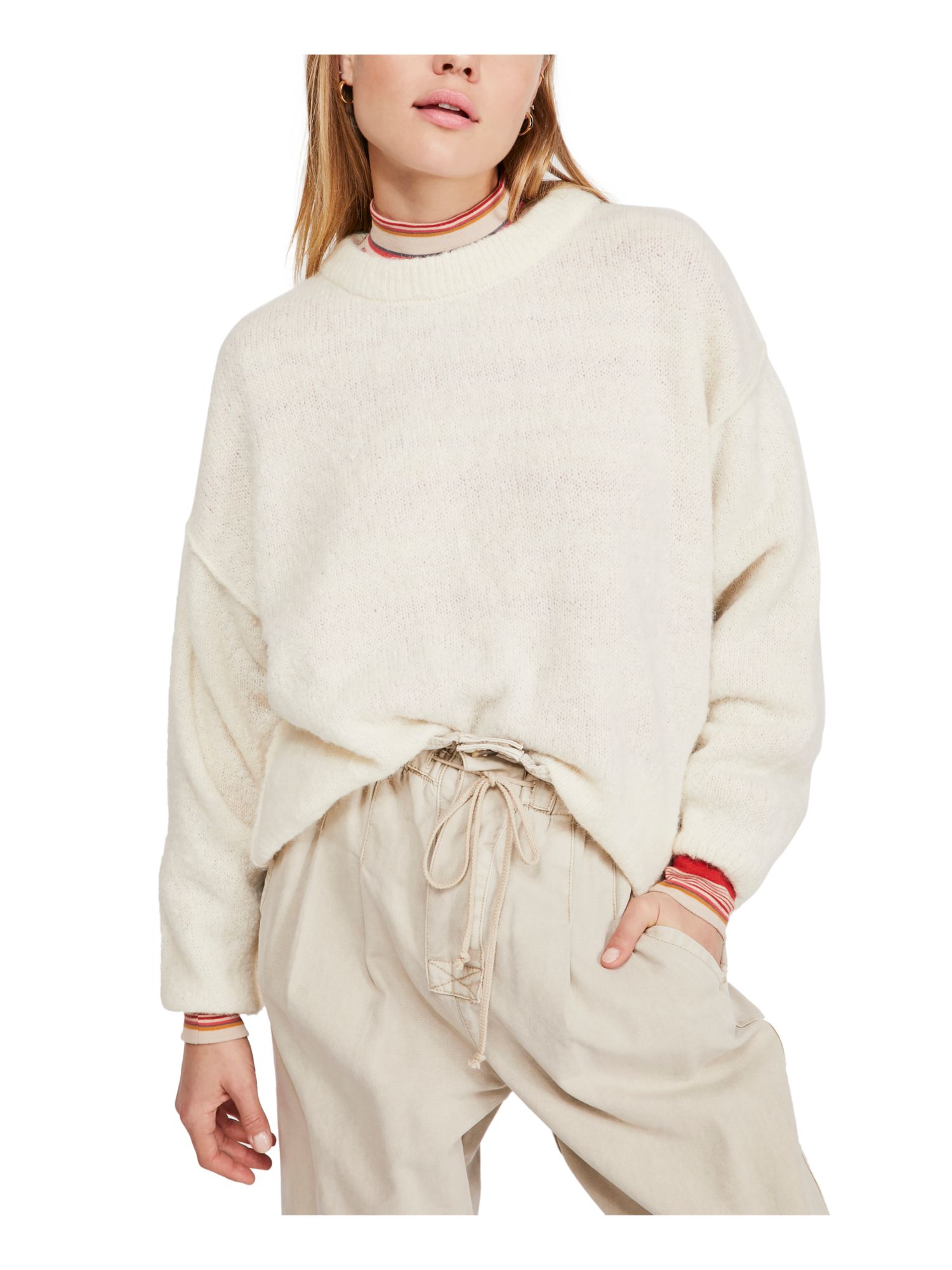 FREE PEOPLE Womens Ivory Long Sleeve Crew Neck Sweater Size S eBay