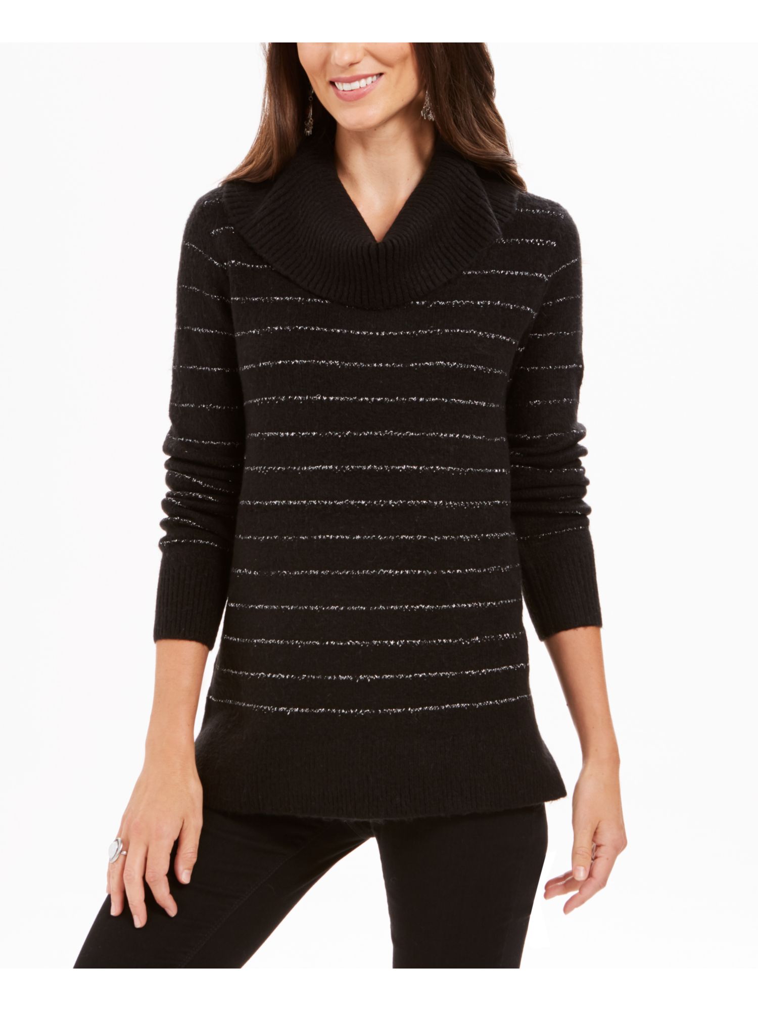 STYLE & COMPANY Womens Embellished Long Sleeve Cowl Neck Sweater - Picture 3 of 4