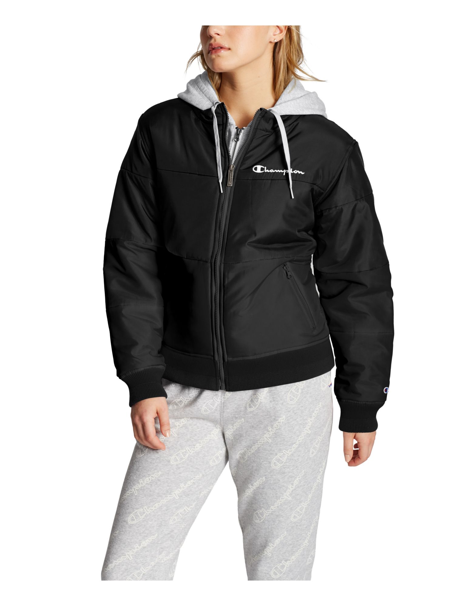 CHAMPION $125 Womens New Black Puffer Casual Jacket S B+B | eBay