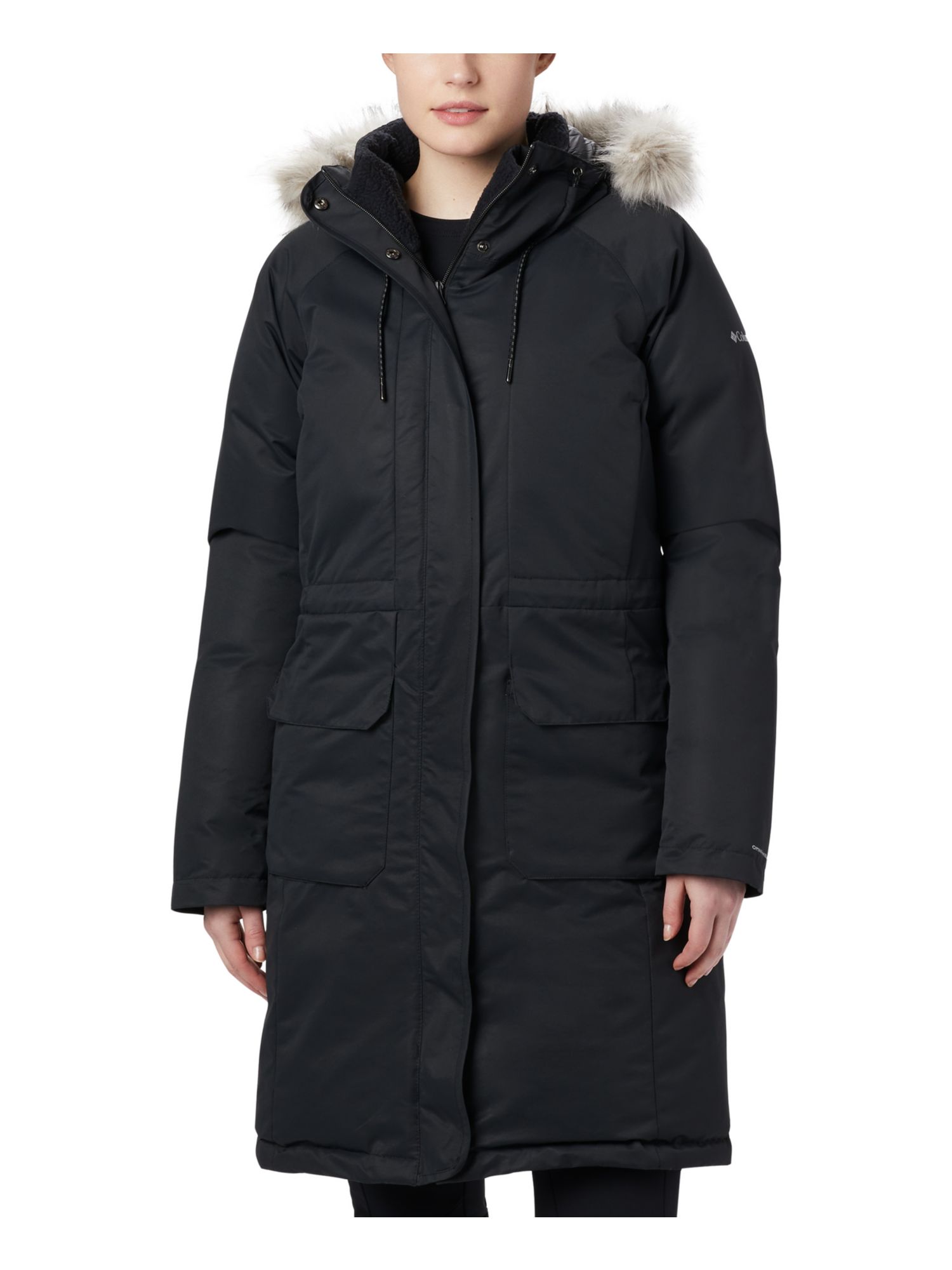 COLUMBIA Womens Black Faux Fur Puffer Coat Size M eBay