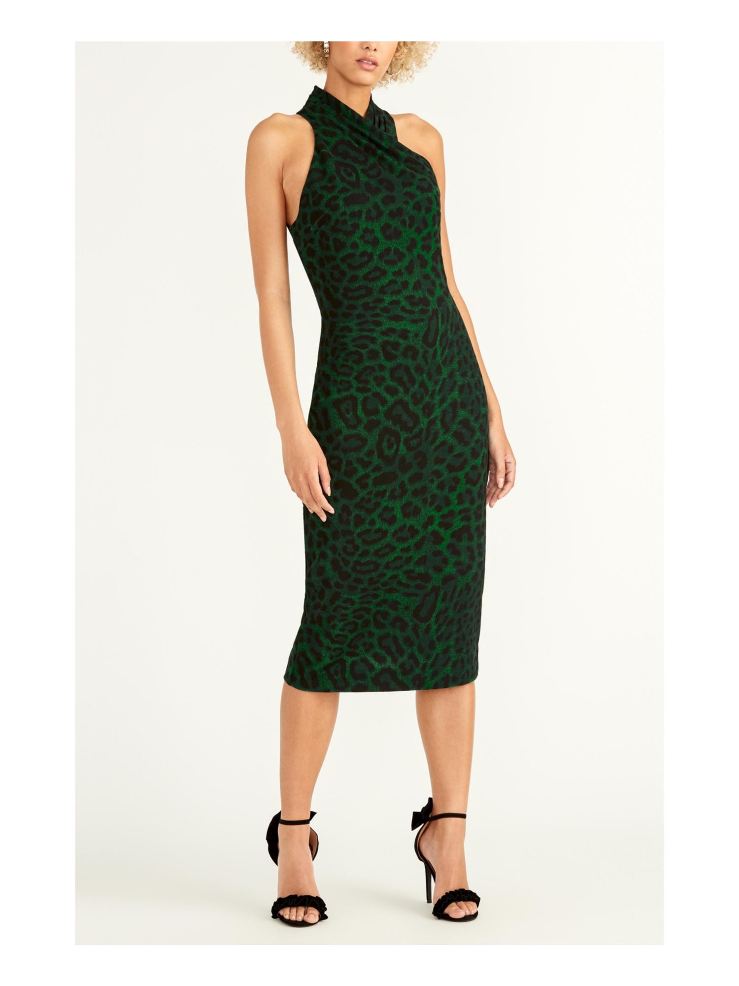 green animal print dress