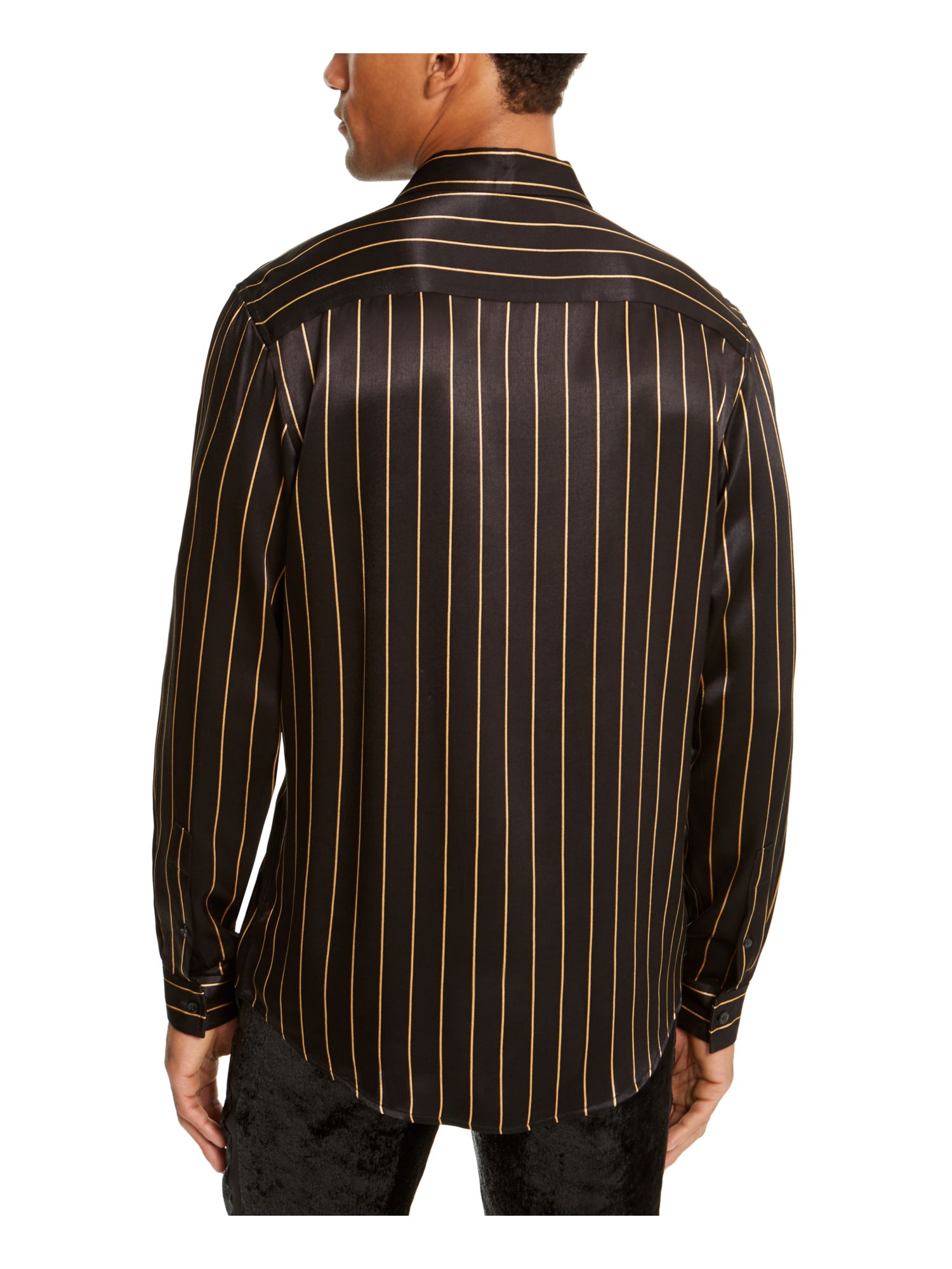 INC Mens Black Striped Collared Classic Fit Formal Dress Shirt 4XL Tall