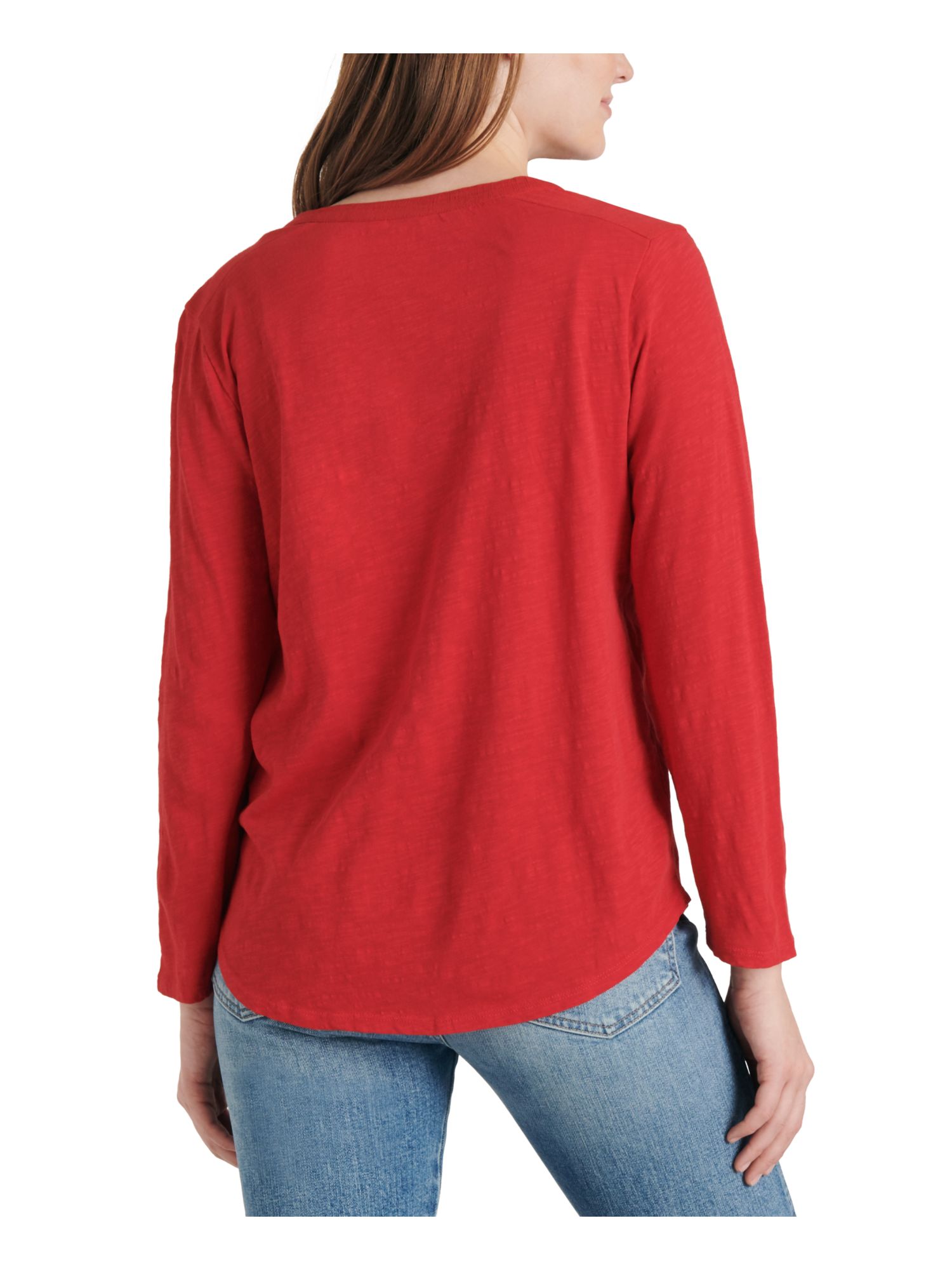 LUCKY BRAND 59 Womens New Red V Neck Long Sleeve Casual Top L B+B eBay