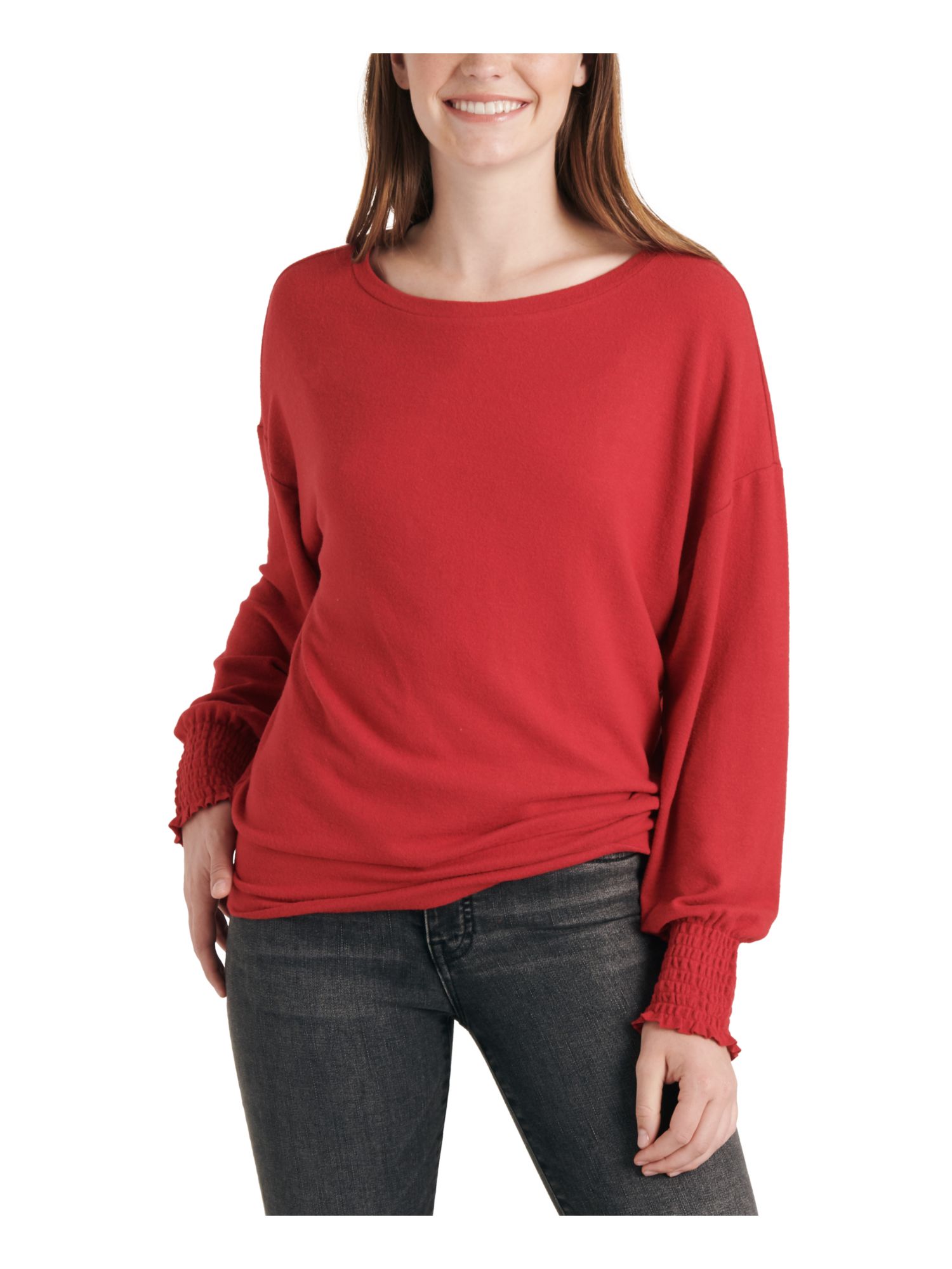 LUCKY BRAND Womens Red Long Sleeve Jewel Neck Sweater Size: XS | eBay