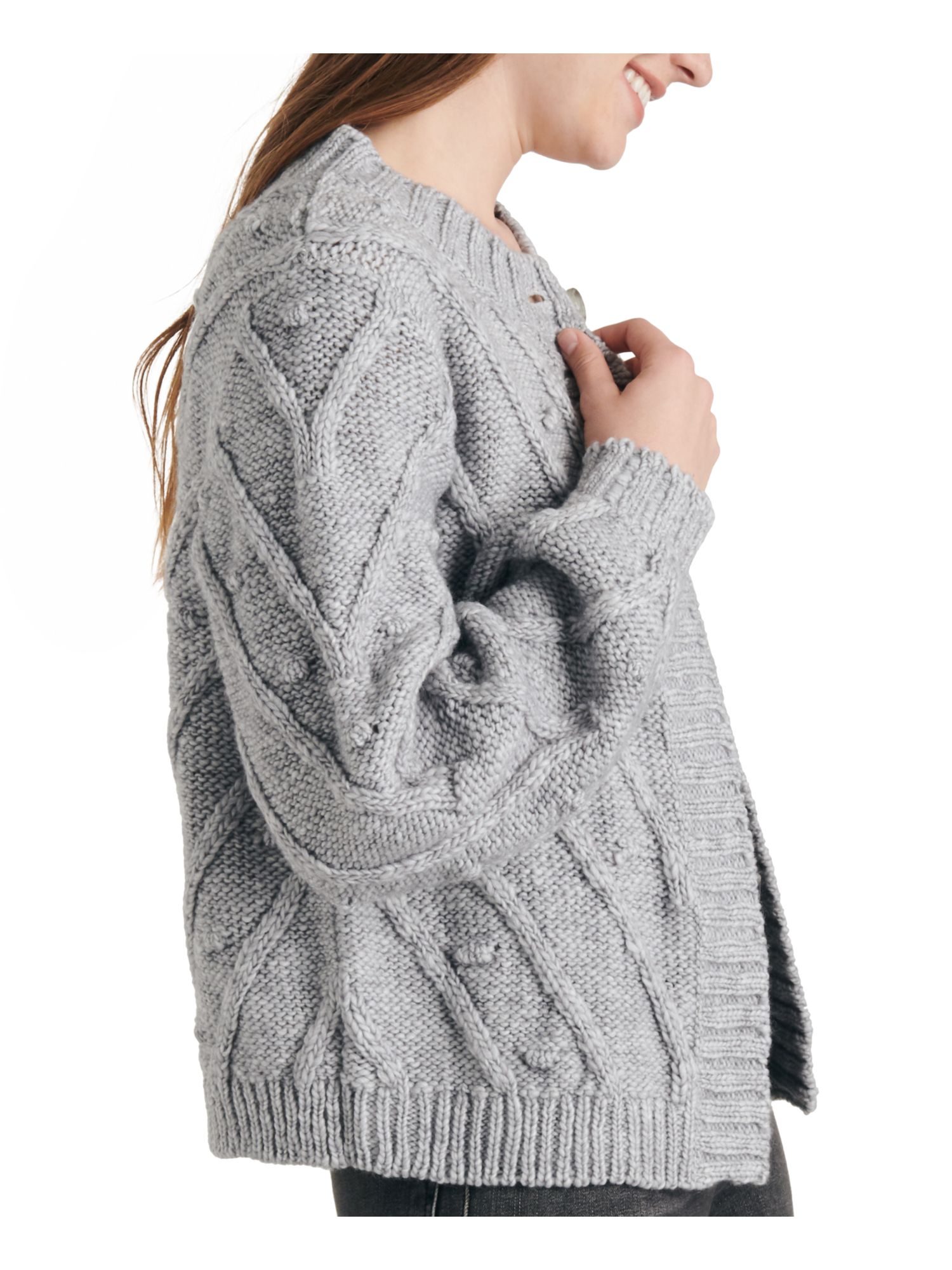 LUCKY BRAND Womens Gray Heather Long Sleeve Open Cardigan Sweater Size: M | eBay