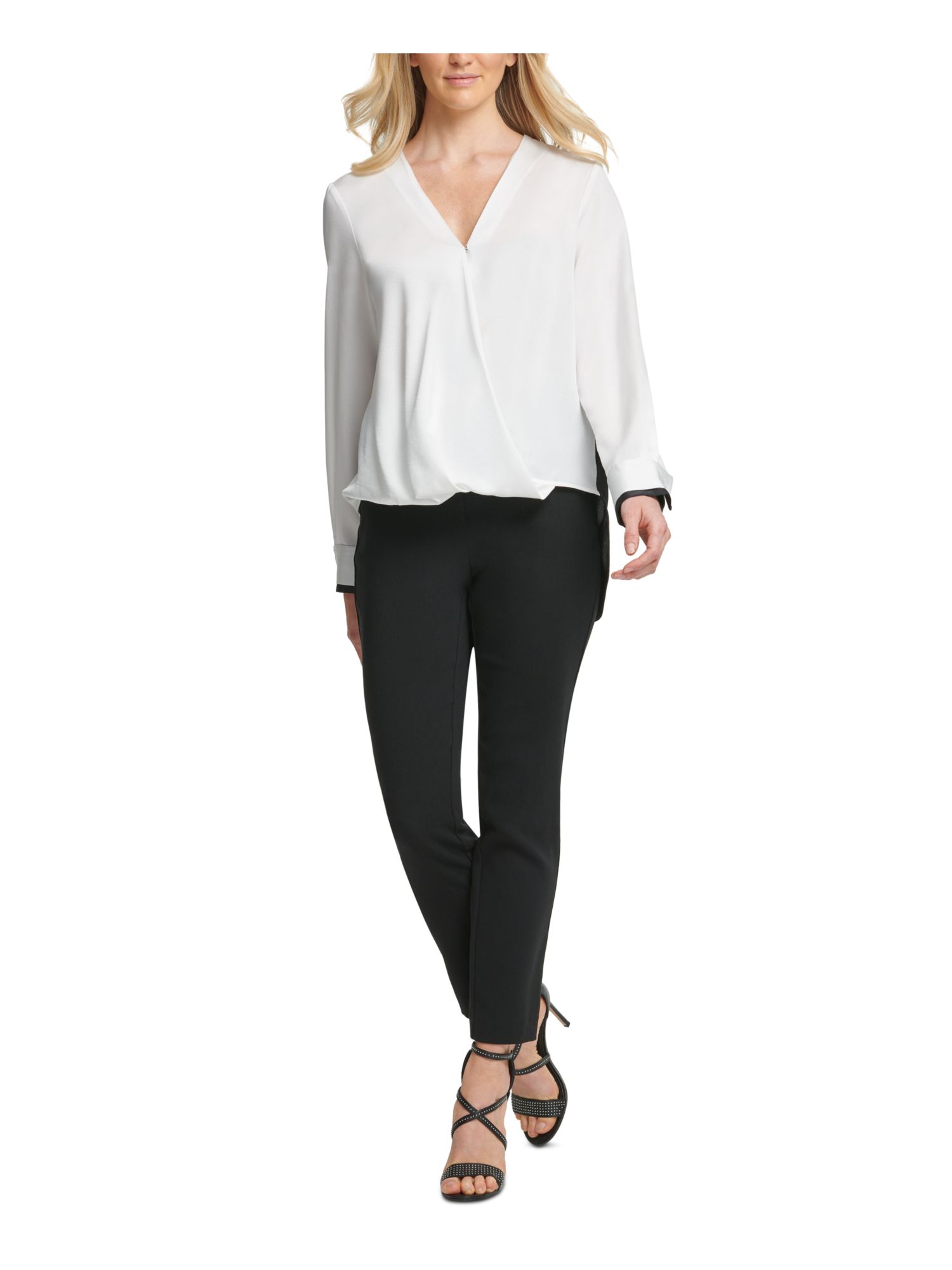 white twist front blouse