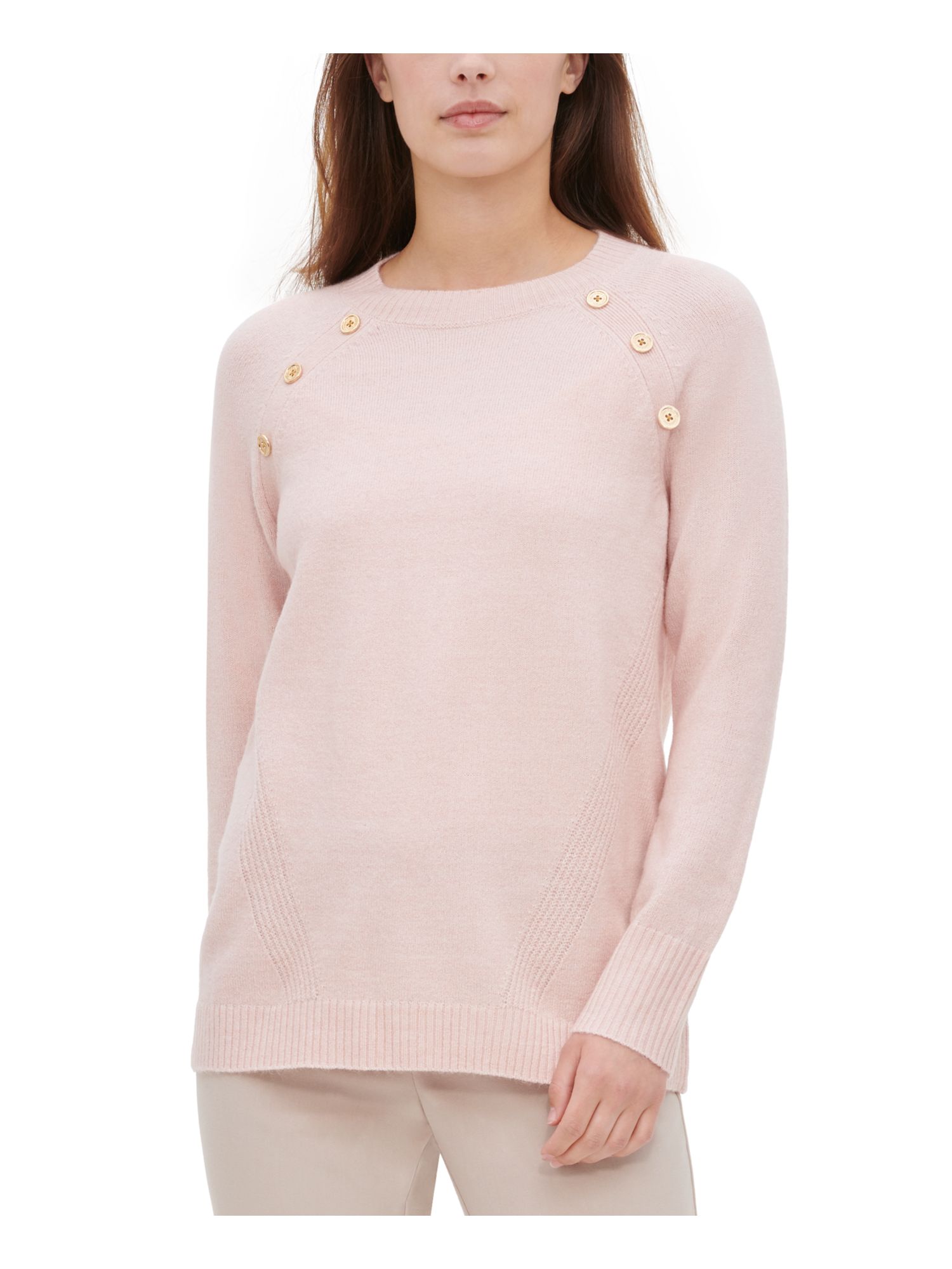 CALVIN KLEIN Womens Pink Long Sleeve Crew Neck Top Size M 194414898558 eBay