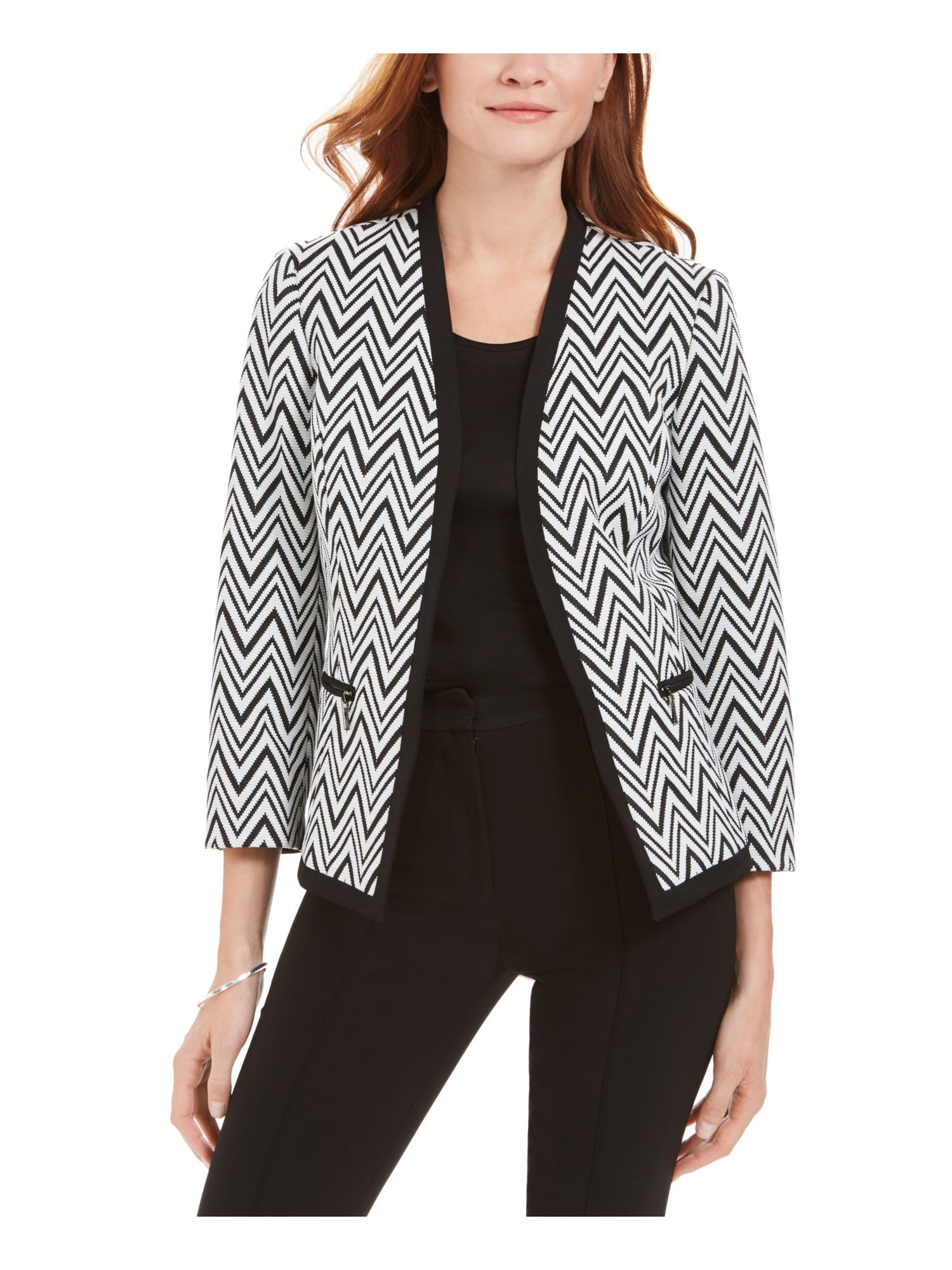 KASPER Womens Black Geometric Suit Jacket Size 12 eBay