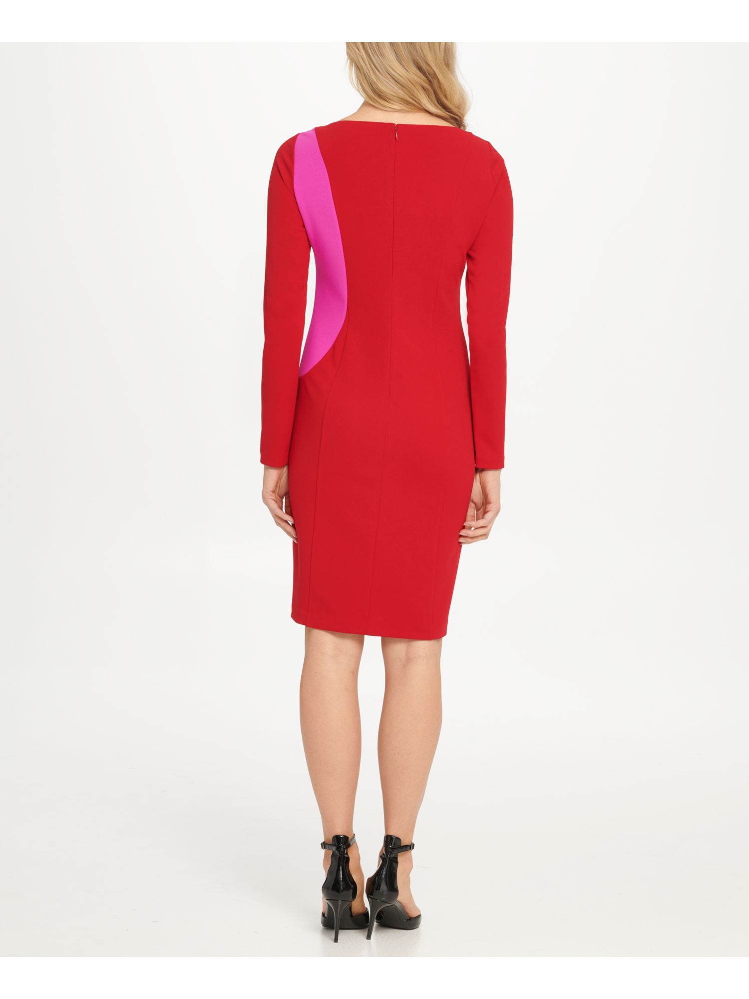 DKNY Womens Red Long Sleeve Above The Knee Sheath Cocktail Dress 14 795731940793 | eBay