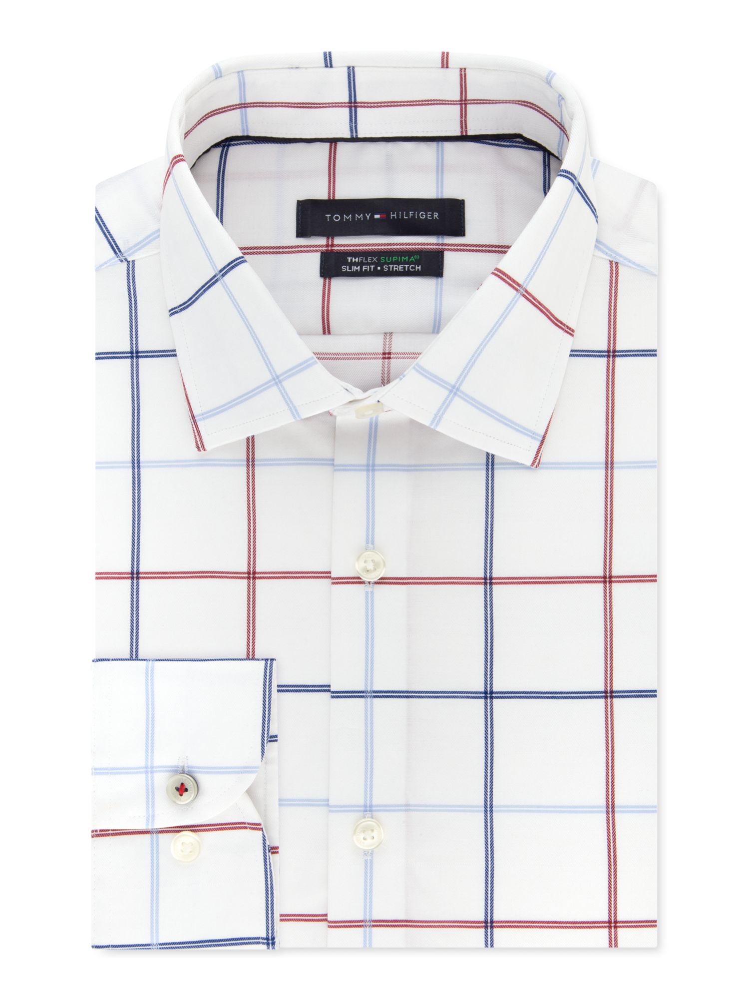 TOMMY HILFIGER Mens White Plaid Collared Work Dress Shirt Size: XL 17- 36/37 | eBay