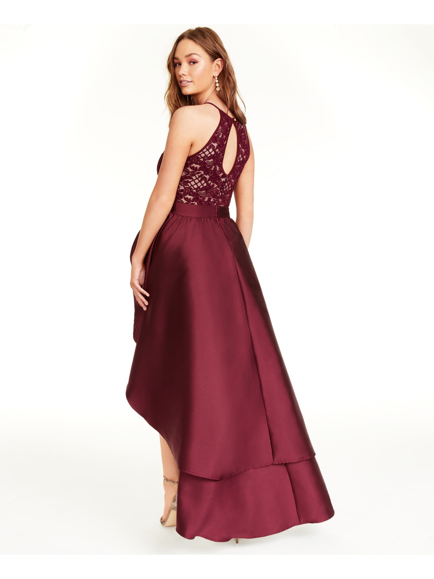 EMERALD SUNDAE Womens Burgundy Maxi Hi-Lo Formal Dress Juniors Size: 13 | eBay