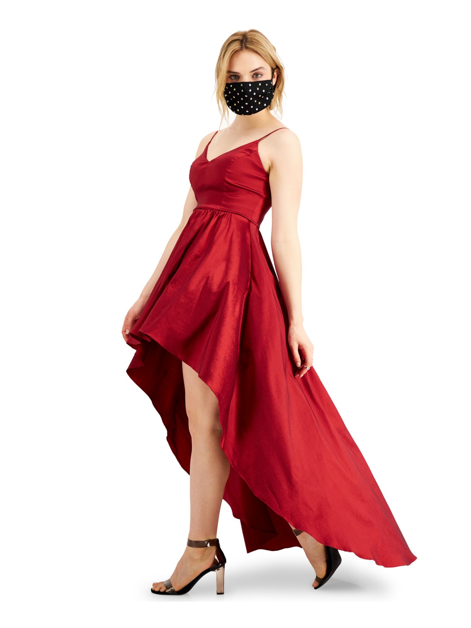 B DARLIN Womens Zippered Spaghetti Strap V Neck Mini Party Hi-Lo Dress - Picture 26 of 28