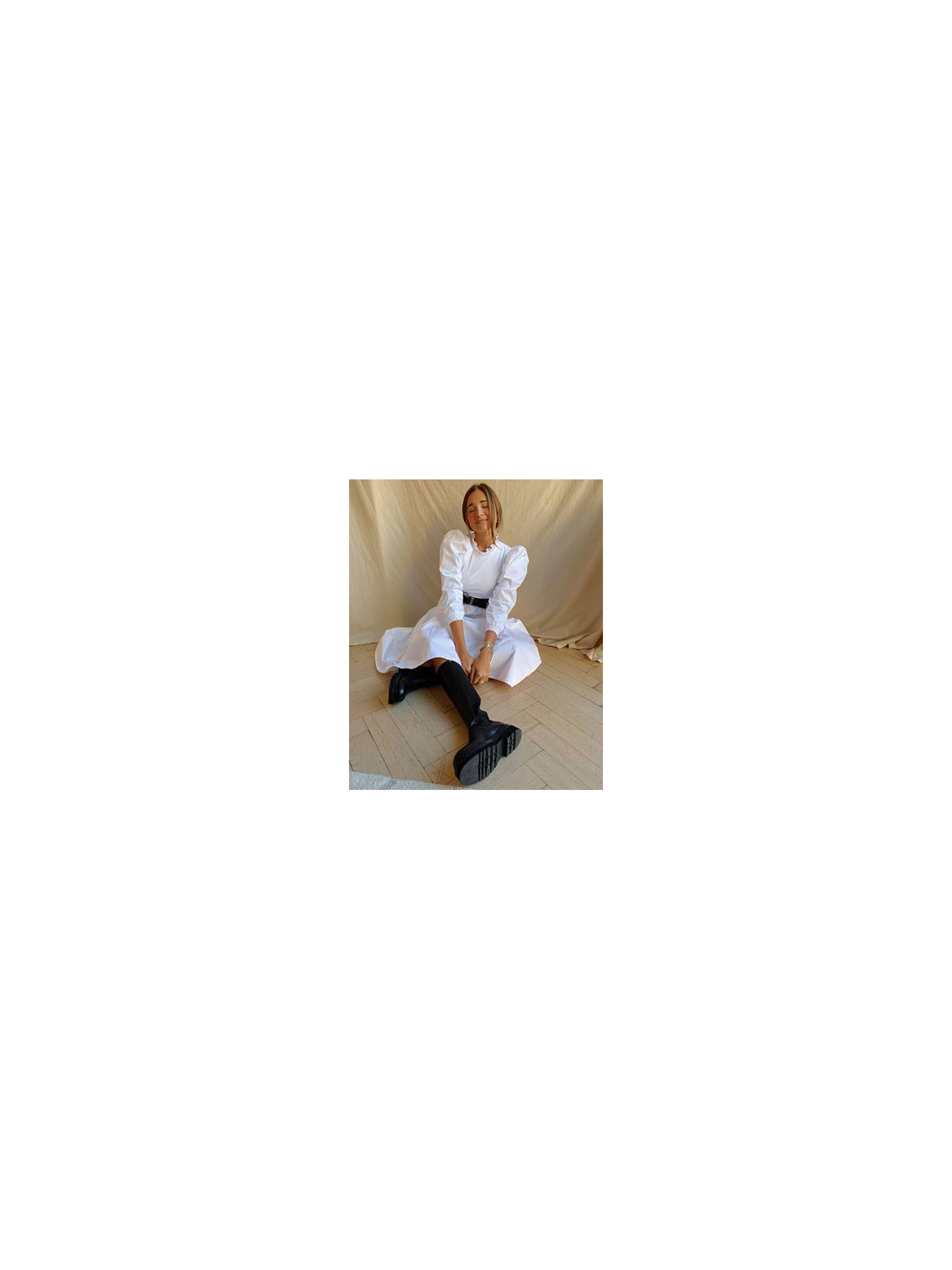 DANIELLE BERNSTEIN Womens Smocked Long Sleeve Mock Below The Knee A-Line Dress