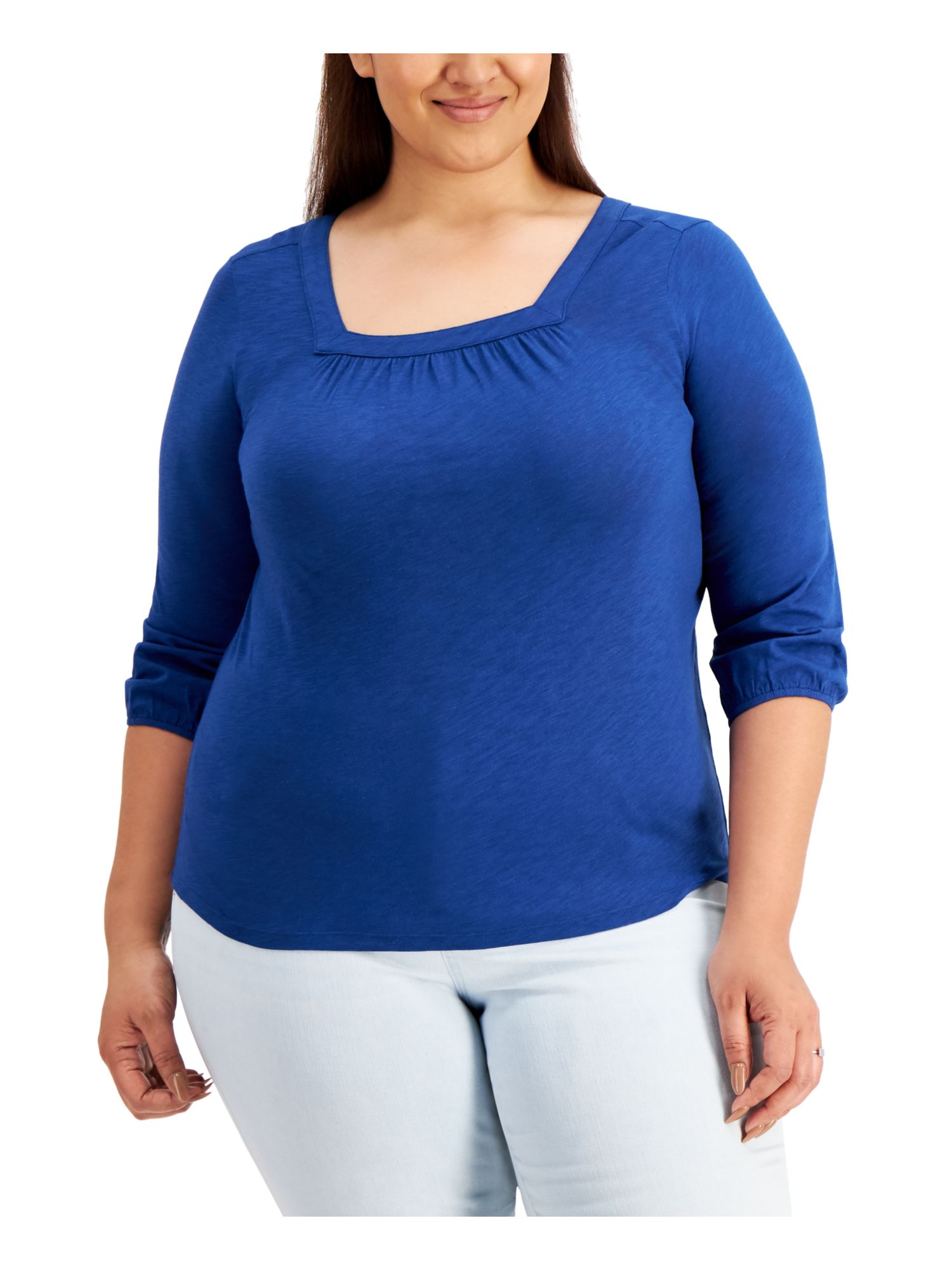 Женская одежда с эластичными манжетами и рукавами 3/4 от STYLE & COMPANY для рабочего крестьянского топа