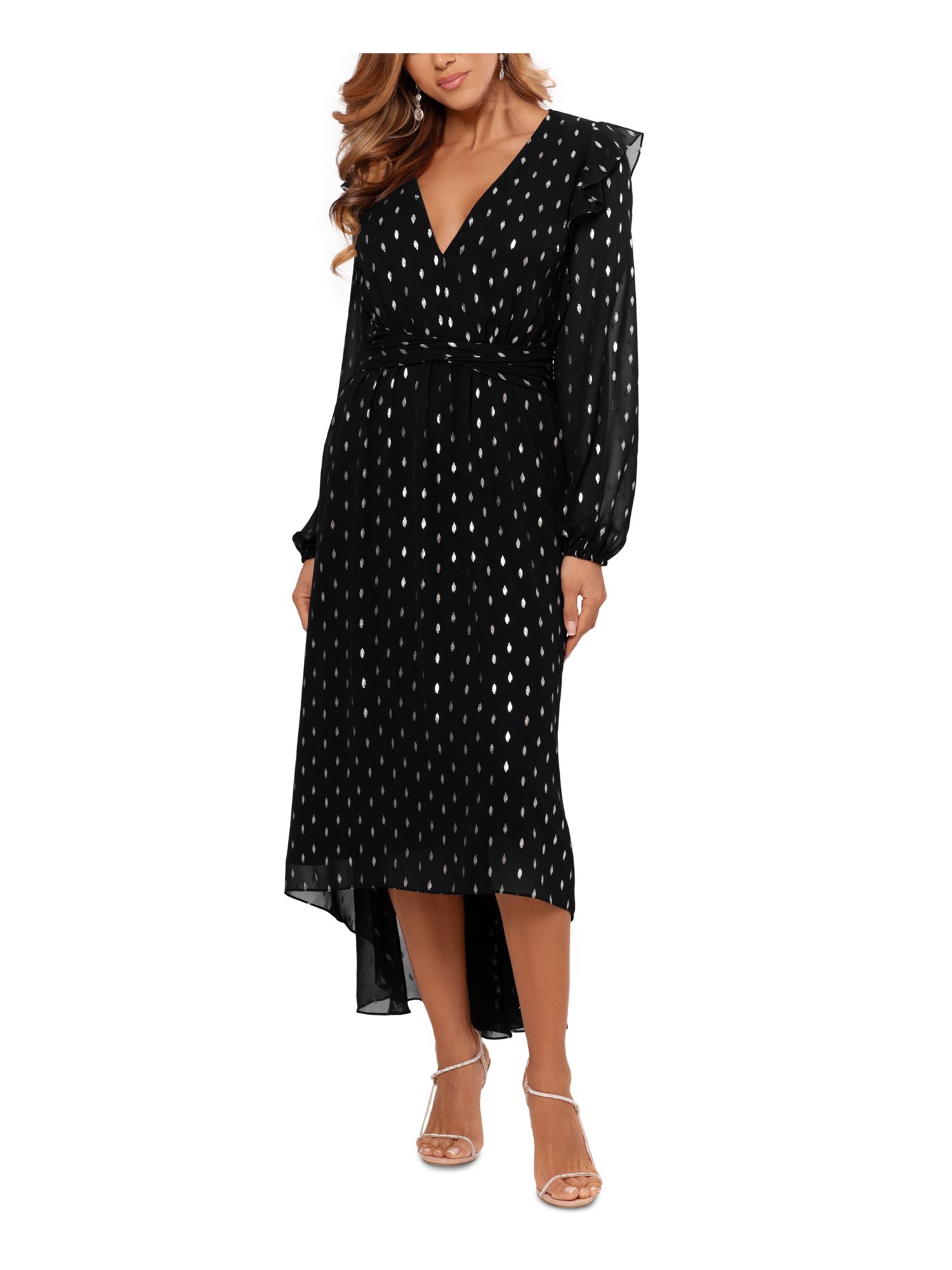 BETSY & ADAM Womens Zippered Long Sleeve V Neck Maxi Party Hi-Lo Dress - Picture 14 of 22