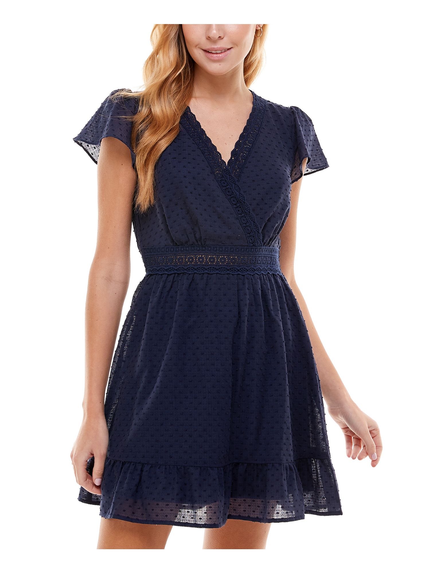 CITY STUDIO Womens Flutter Sleeve Short Fit + Flare Dress - Picture 12 of 14