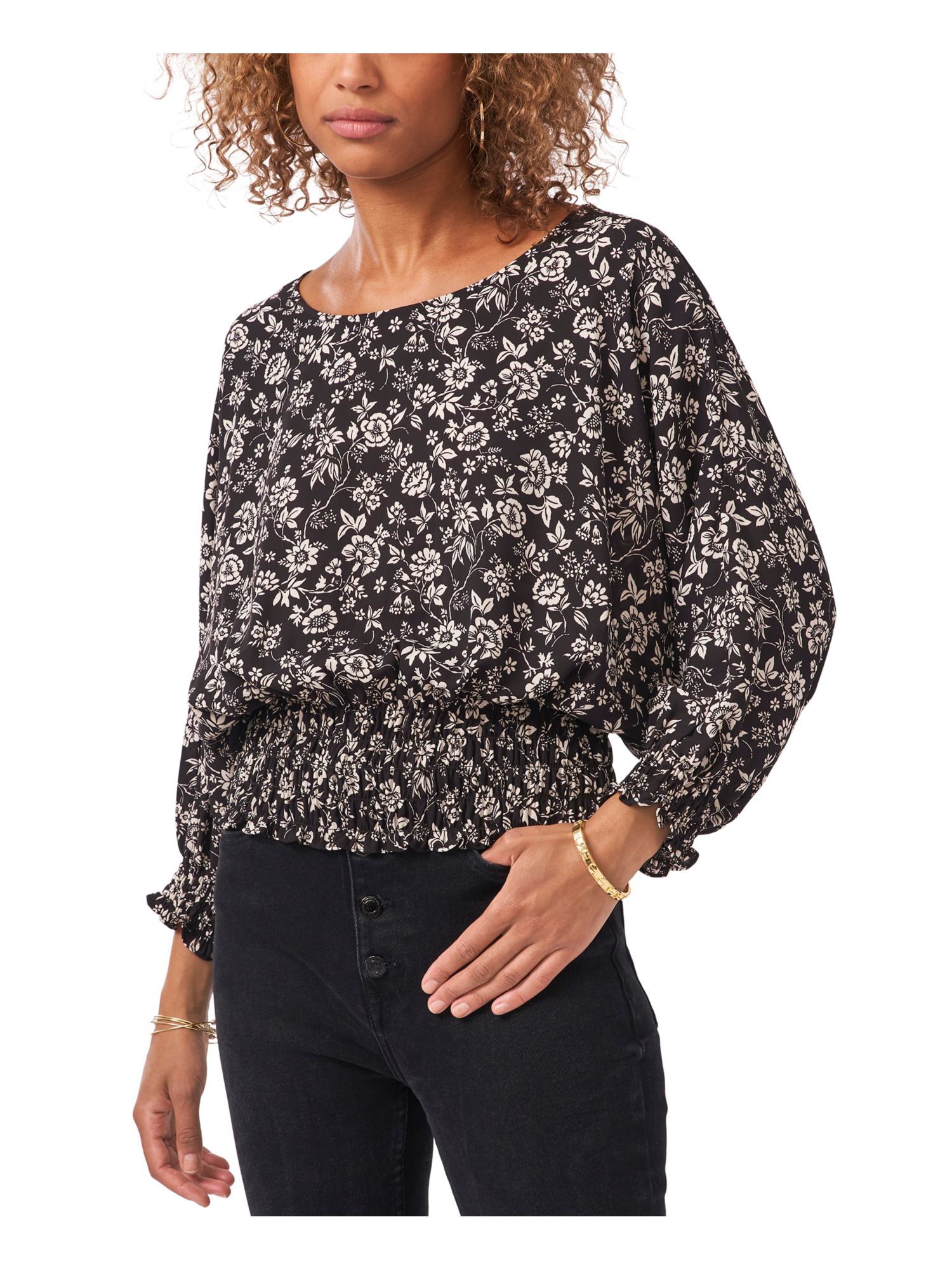 VINCE CAMUTO Womens Smocked Pullover 3/4 Sleeve Boat Neck Wear To Work Top - Picture 14 of 20