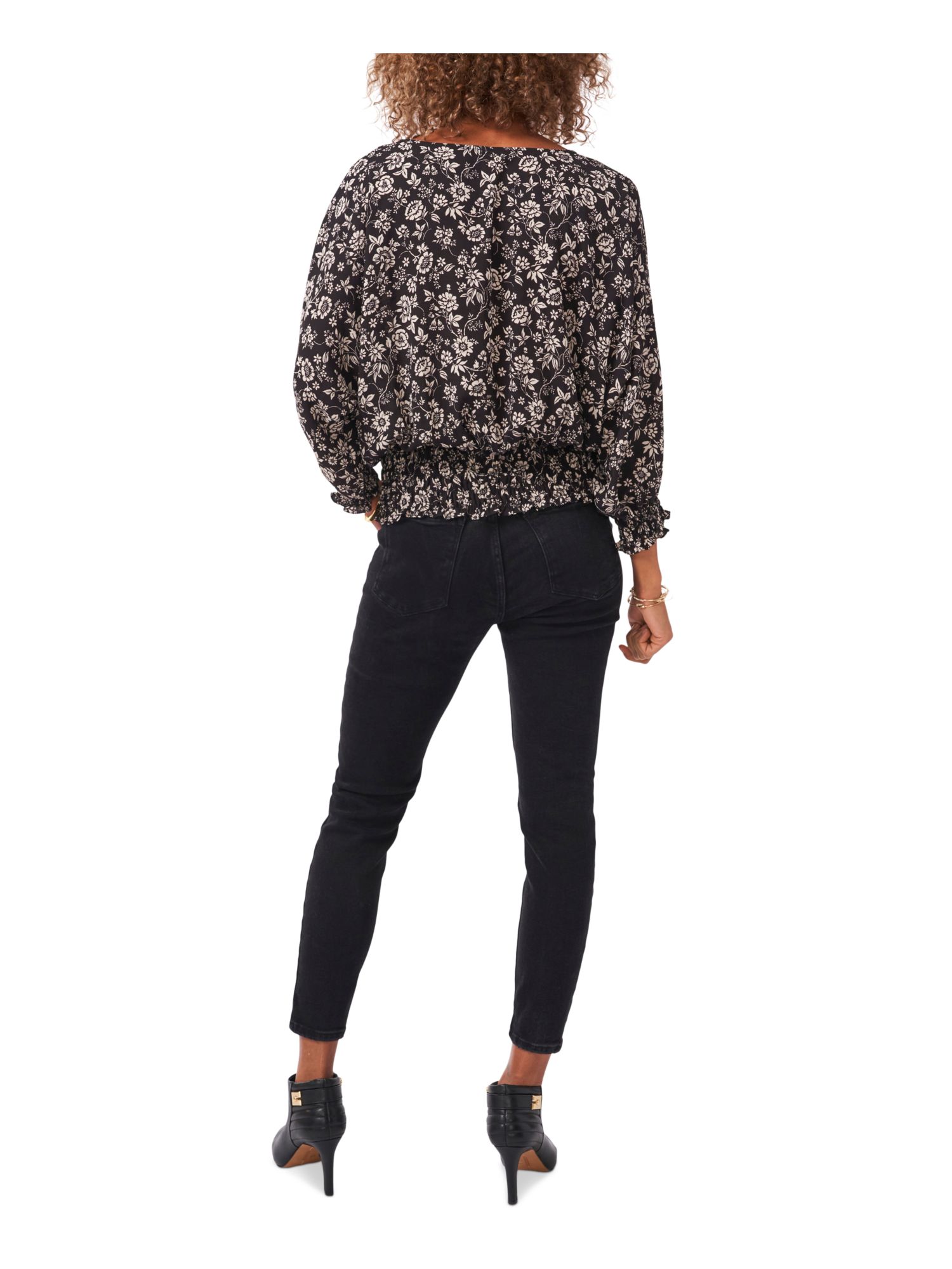 VINCE CAMUTO Womens Smocked Pullover 3/4 Sleeve Boat Neck Wear To Work Top - Picture 13 of 20