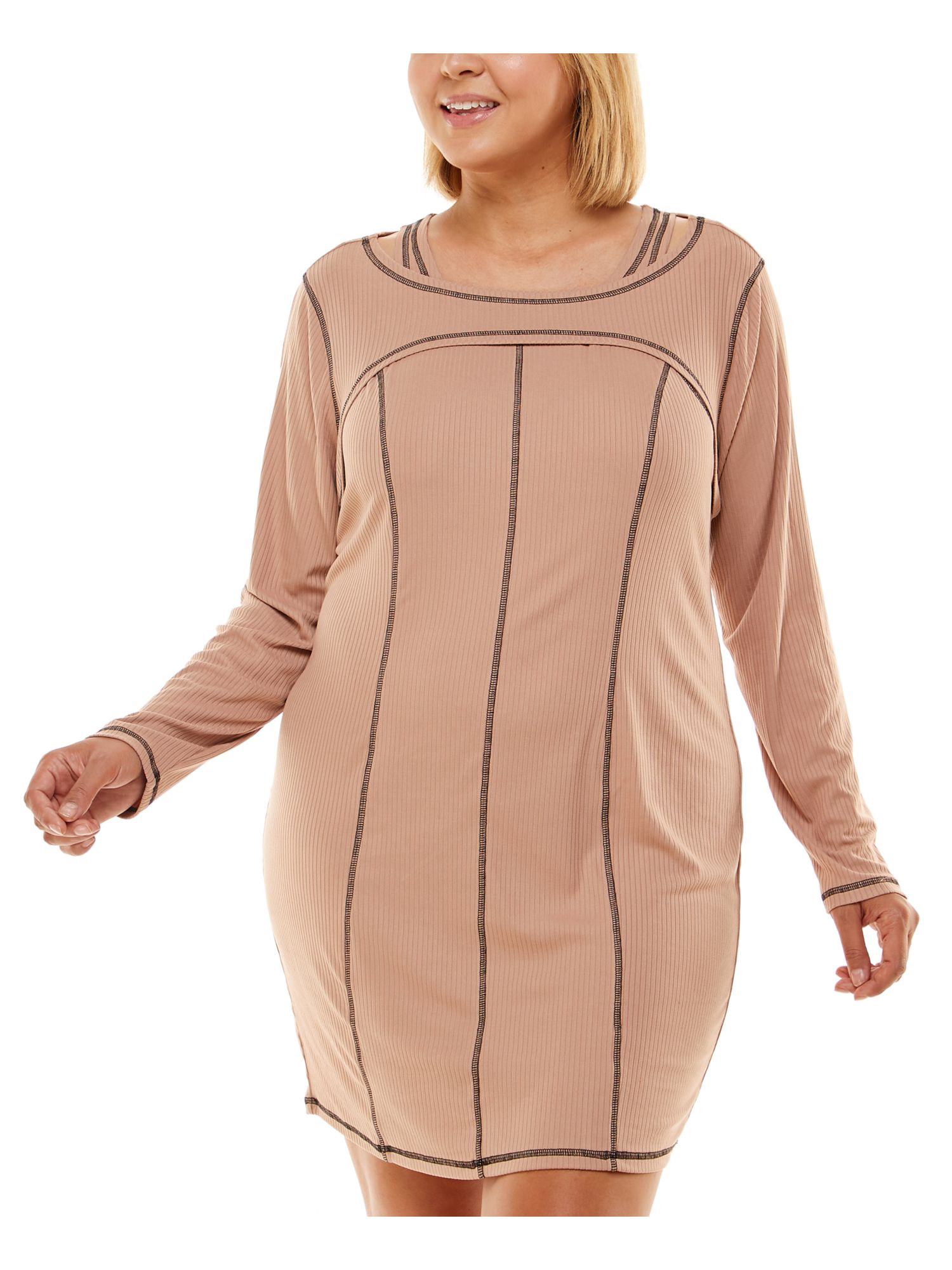 ULTRA FLIRT Womens Removable Long Sleeve Shrug Long Sleeve Short Body Con Dress