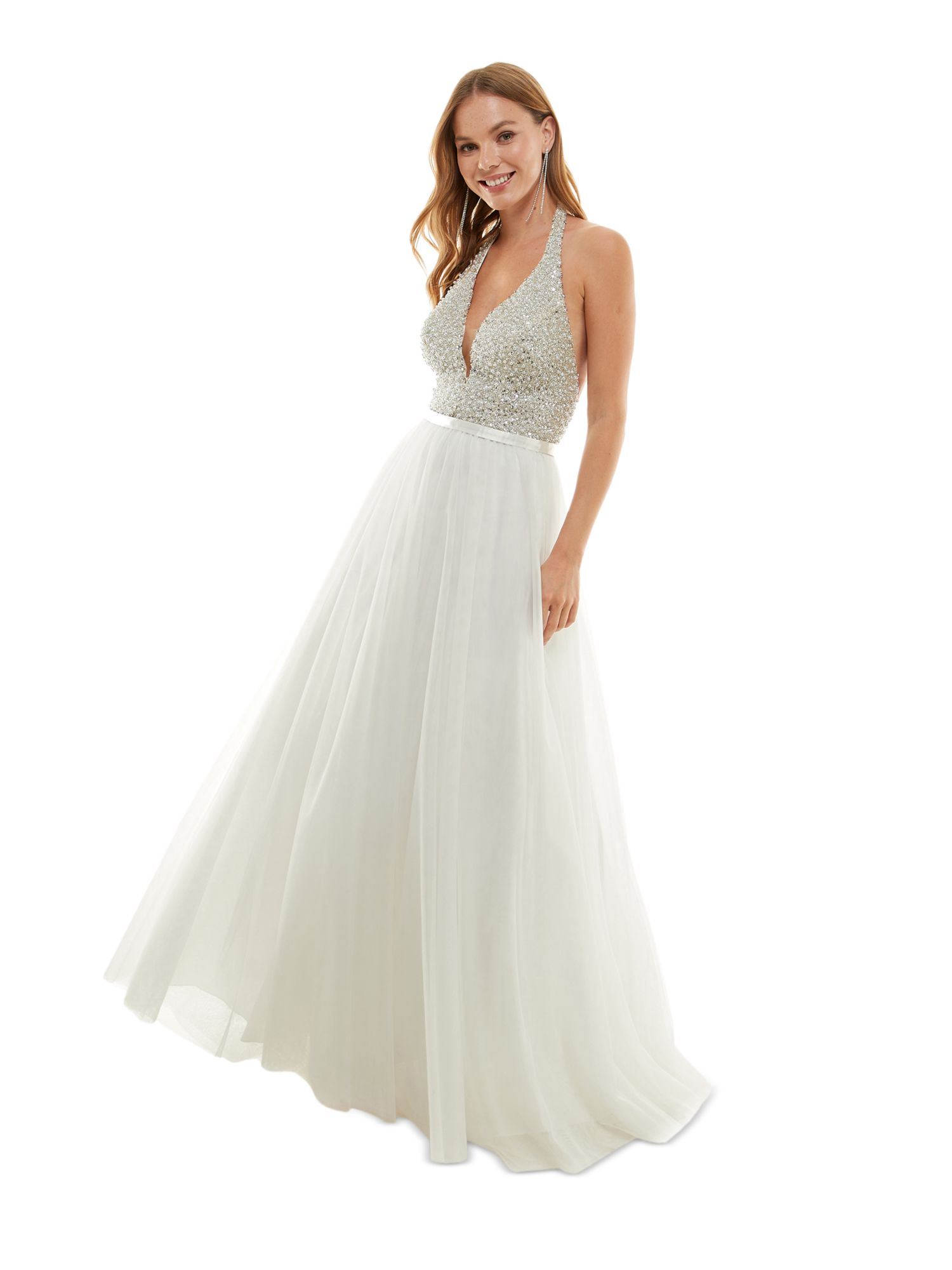 SAY YES TO THE PROM Womens Open Back Sleeveless Halter Full-Length Prom Gown - Picture 10 of 15