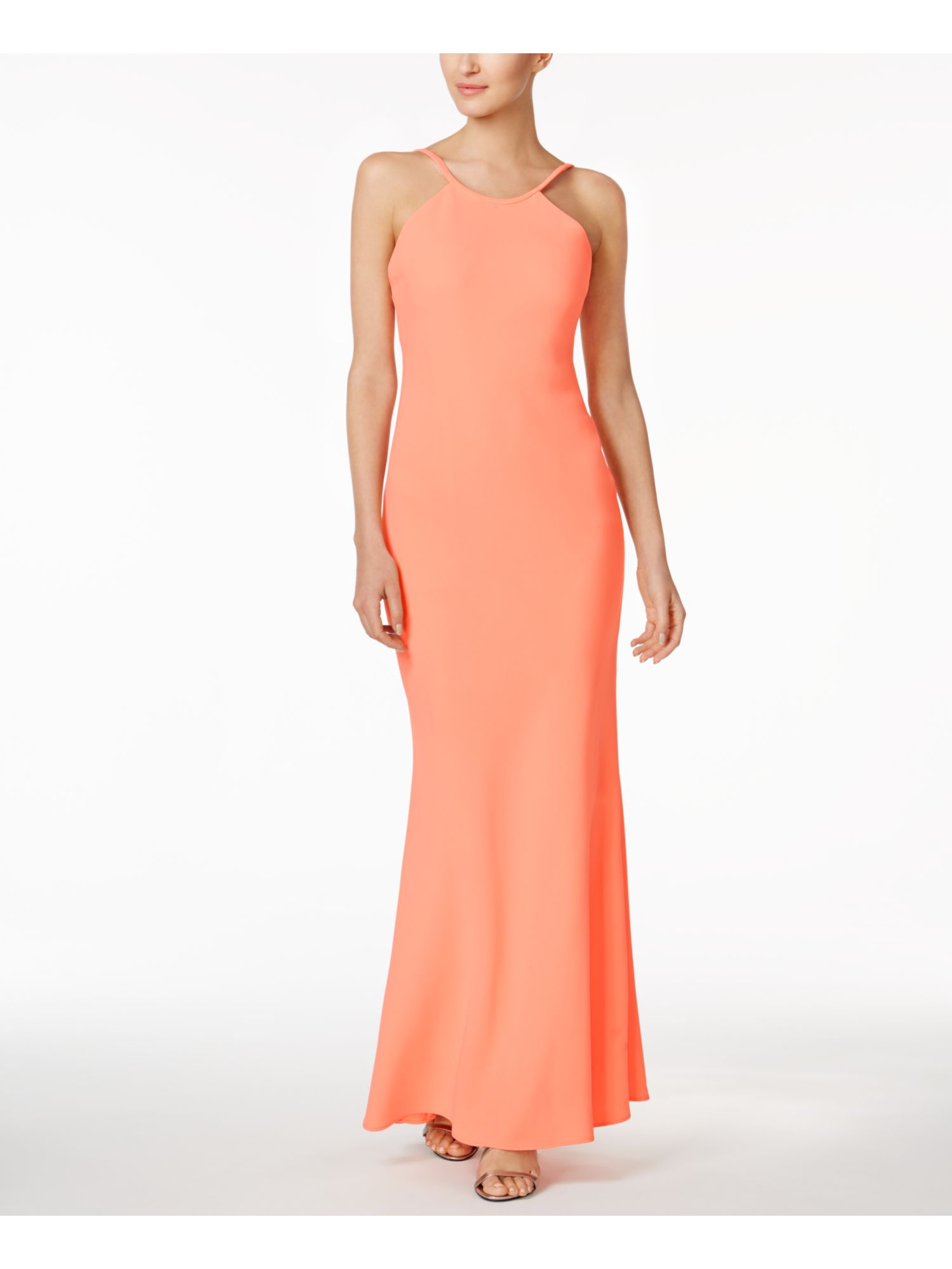 CALVIN KLEIN Womens Coral Sleeveless FullLength Formal Dress Size 10